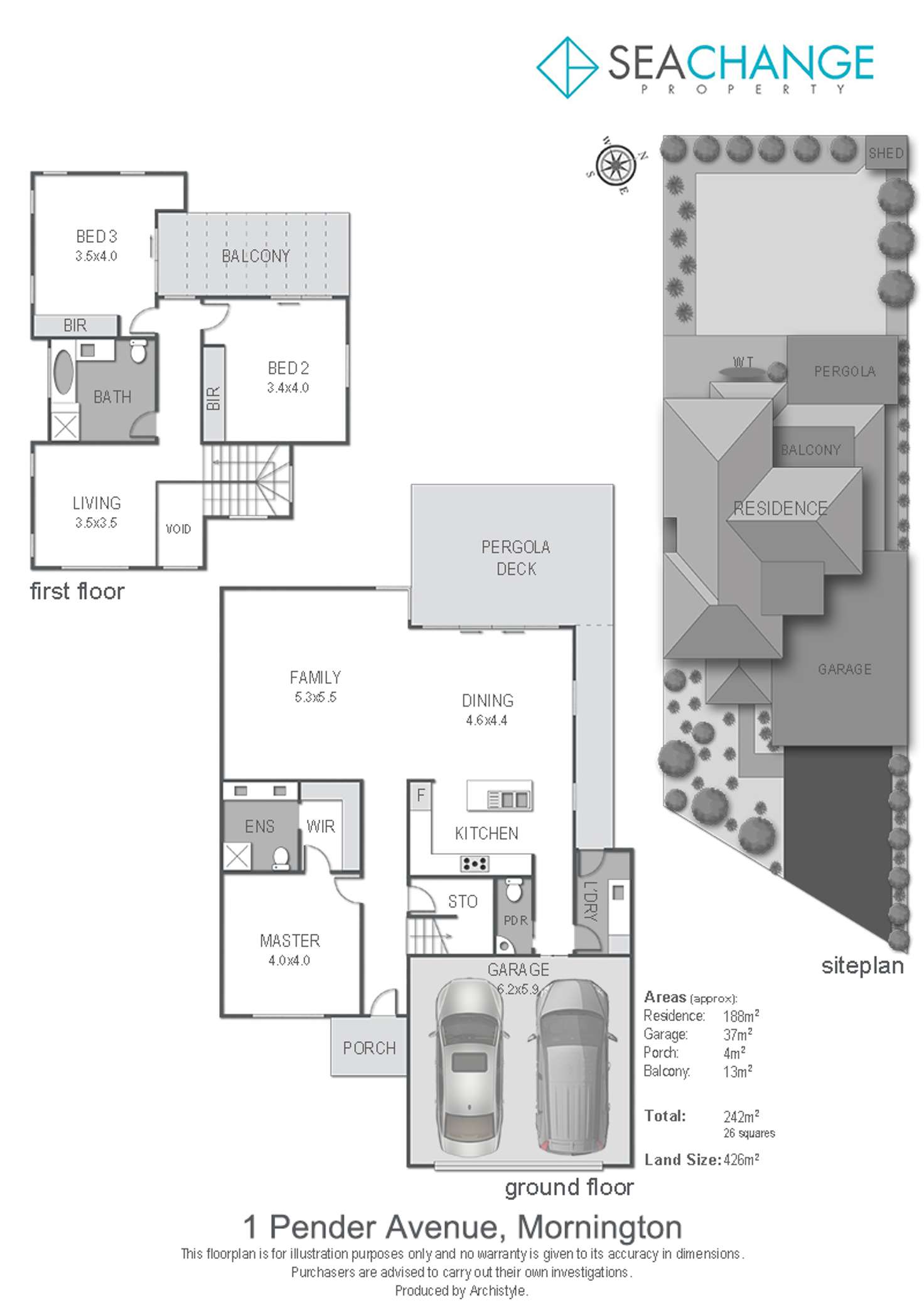 Floorplan of Homely house listing, 1 Pender Avenue, Mornington VIC 3931