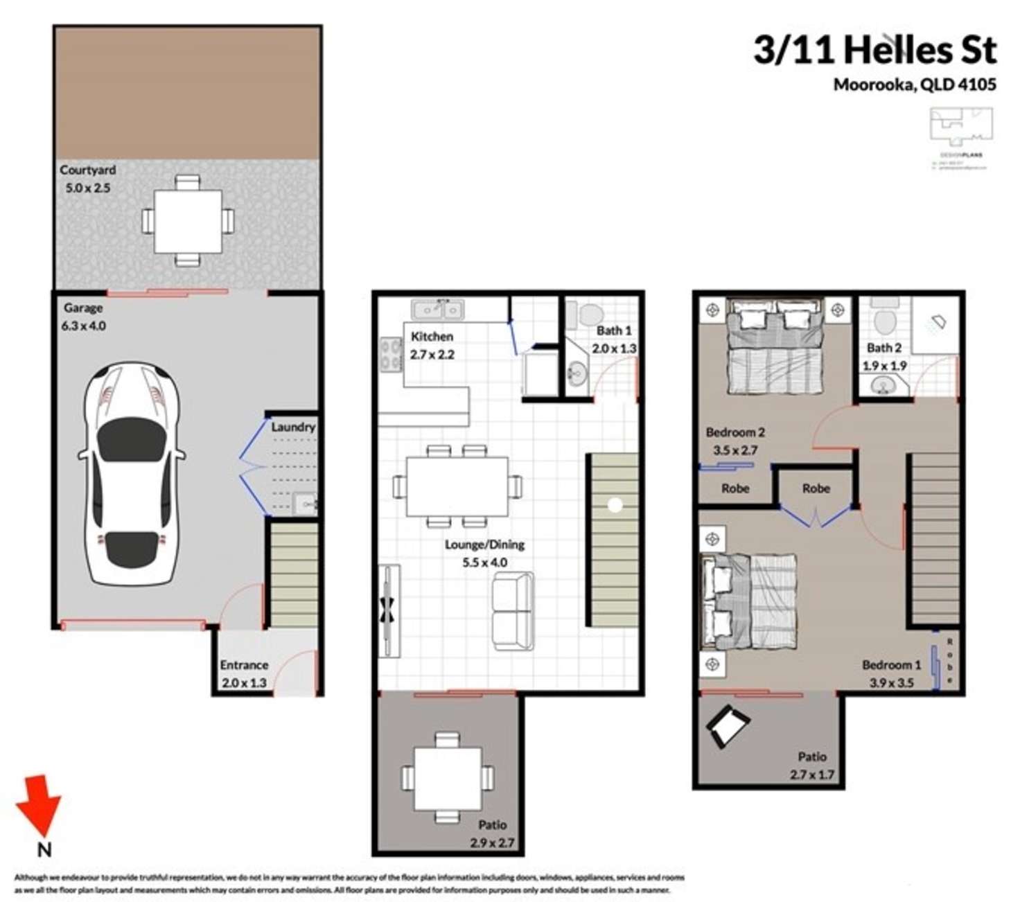 Floorplan of Homely unit listing, 3/11 Helles Street, Moorooka QLD 4105