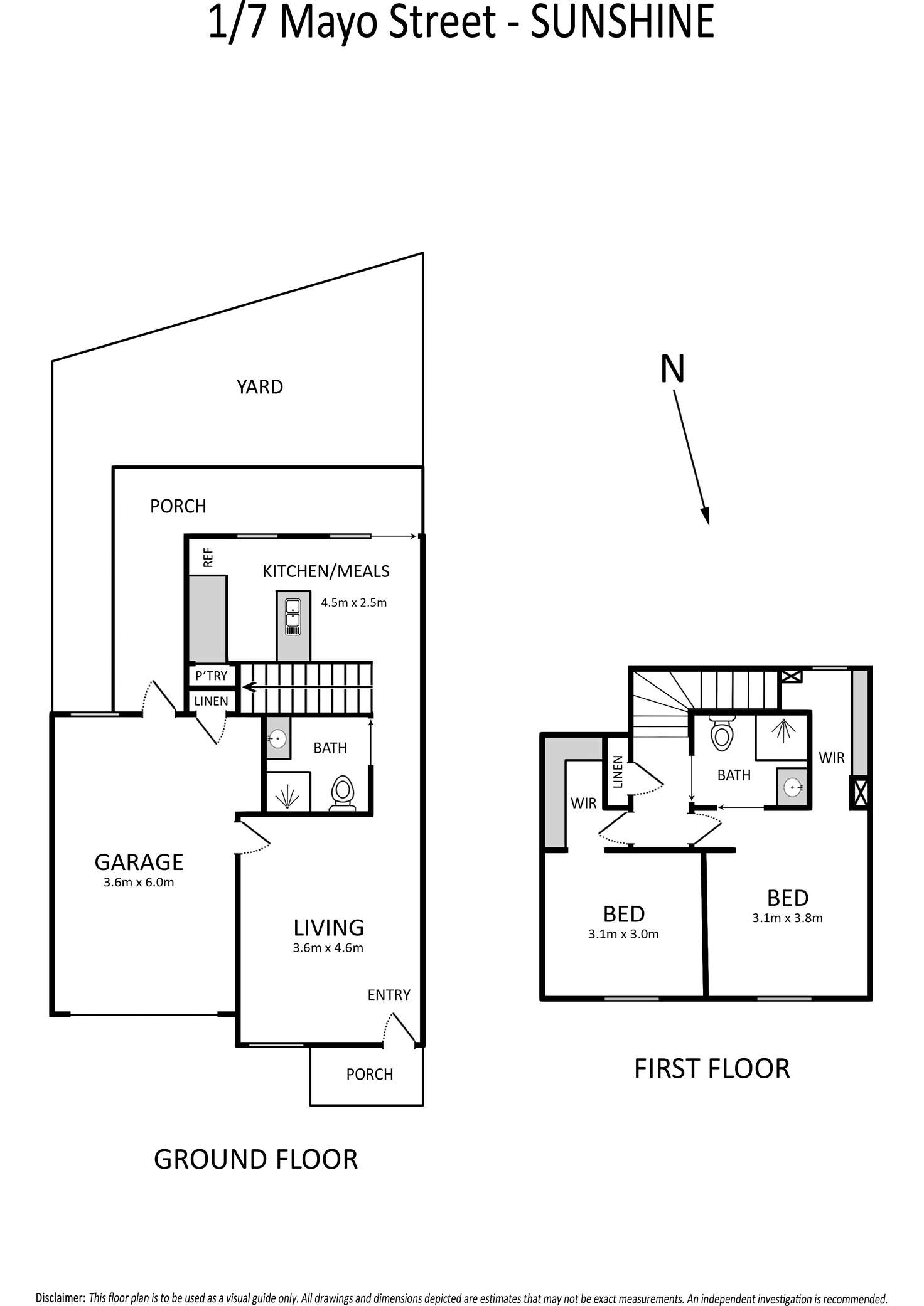 Floorplan of Homely townhouse listing, 1/7 Mayo Street, Sunshine VIC 3020