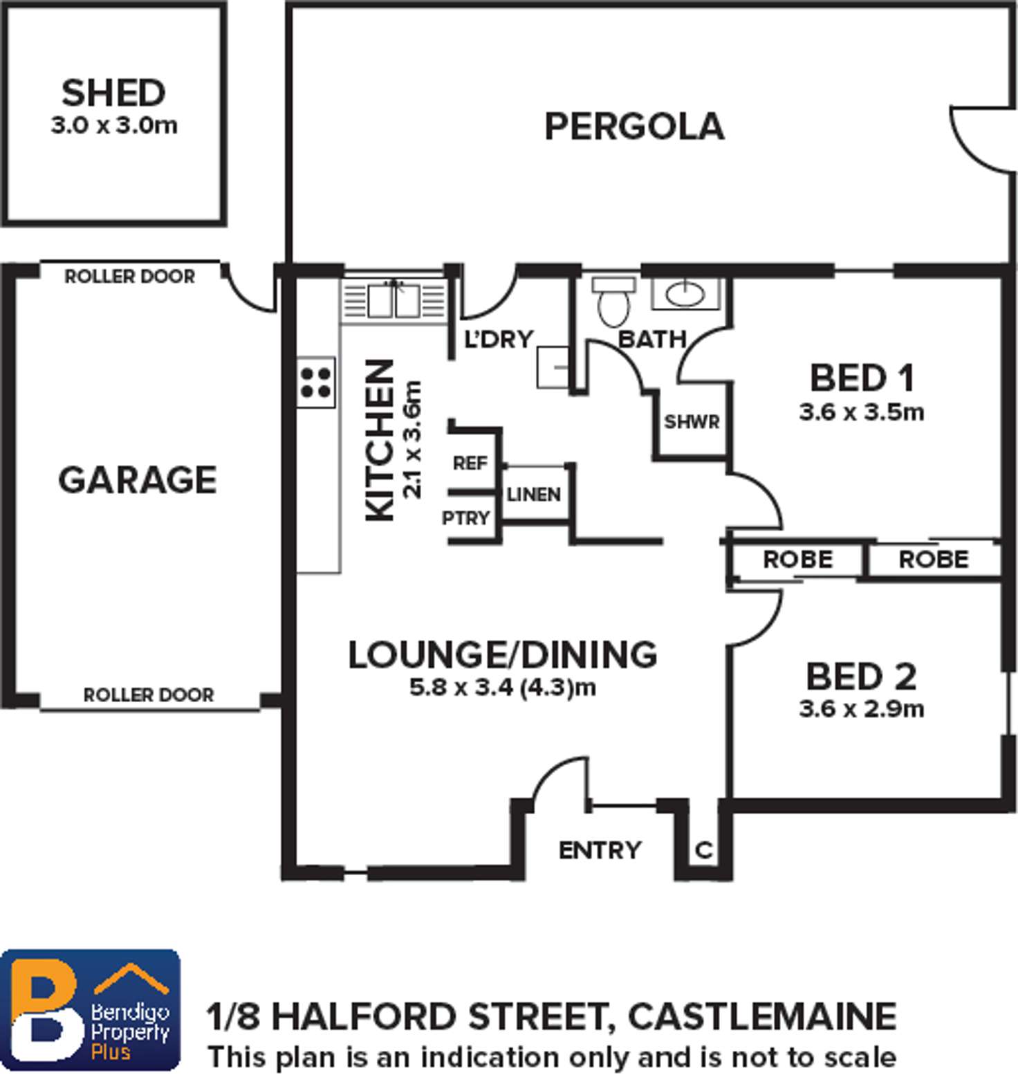 Floorplan of Homely unit listing, 1/8 Halford Street, Castlemaine VIC 3450