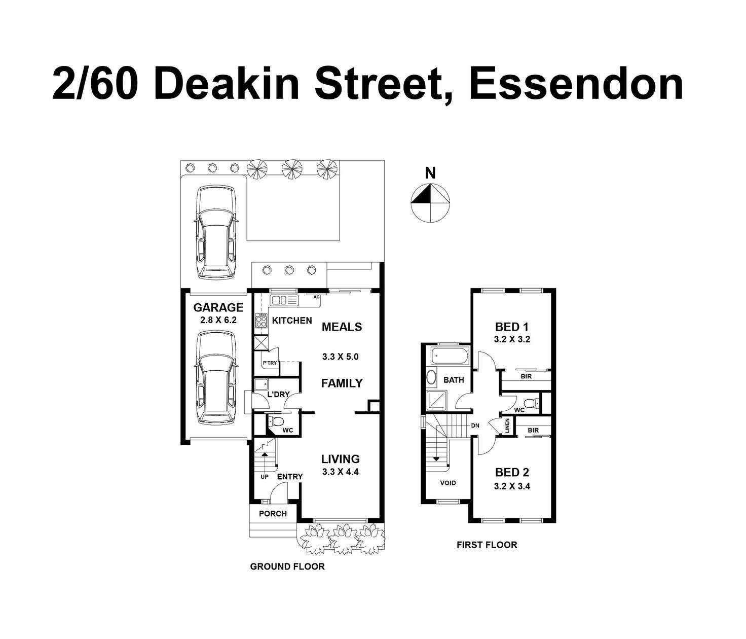 Floorplan of Homely townhouse listing, 2/60 Deakin Street, Essendon VIC 3040
