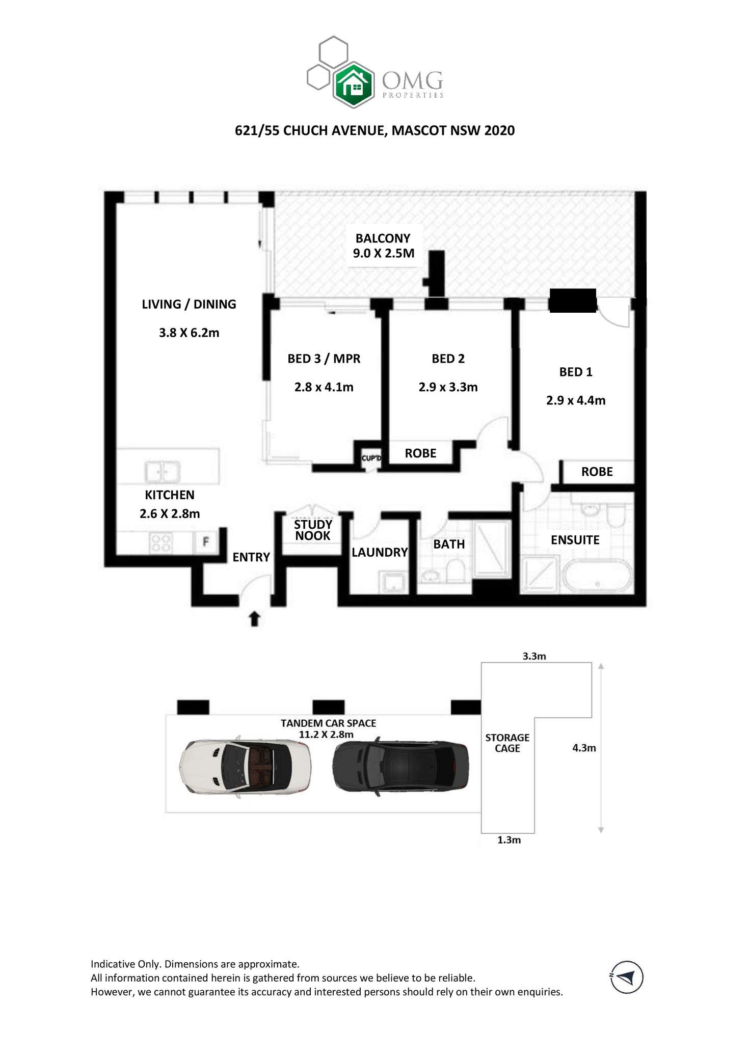 Floorplan of Homely apartment listing, 621/55 Church Avenue, Mascot NSW 2020