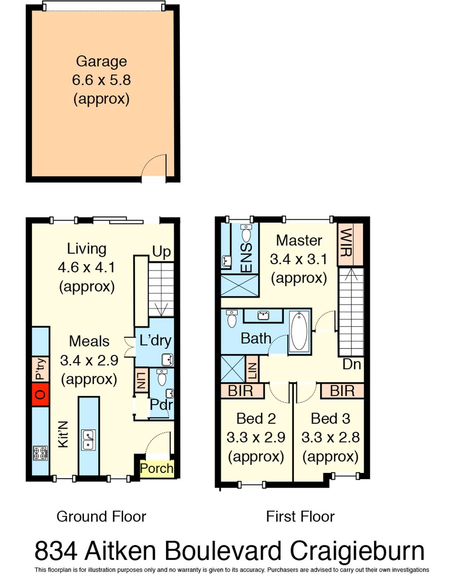 Floorplan of Homely townhouse listing, 834 Aitken Boulevard, Craigieburn VIC 3064