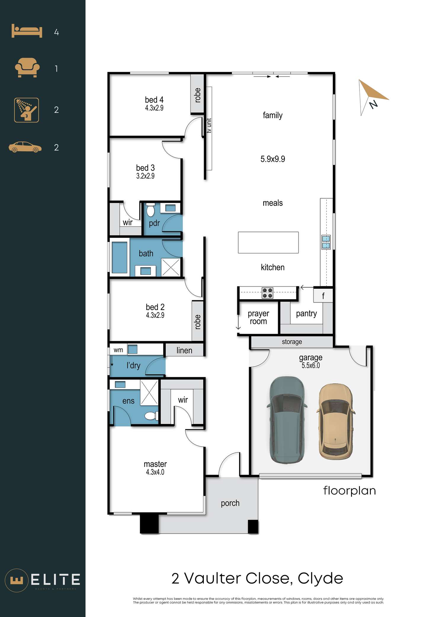 Floorplan of Homely house listing, 2 Vaulter Close, Clyde VIC 3978