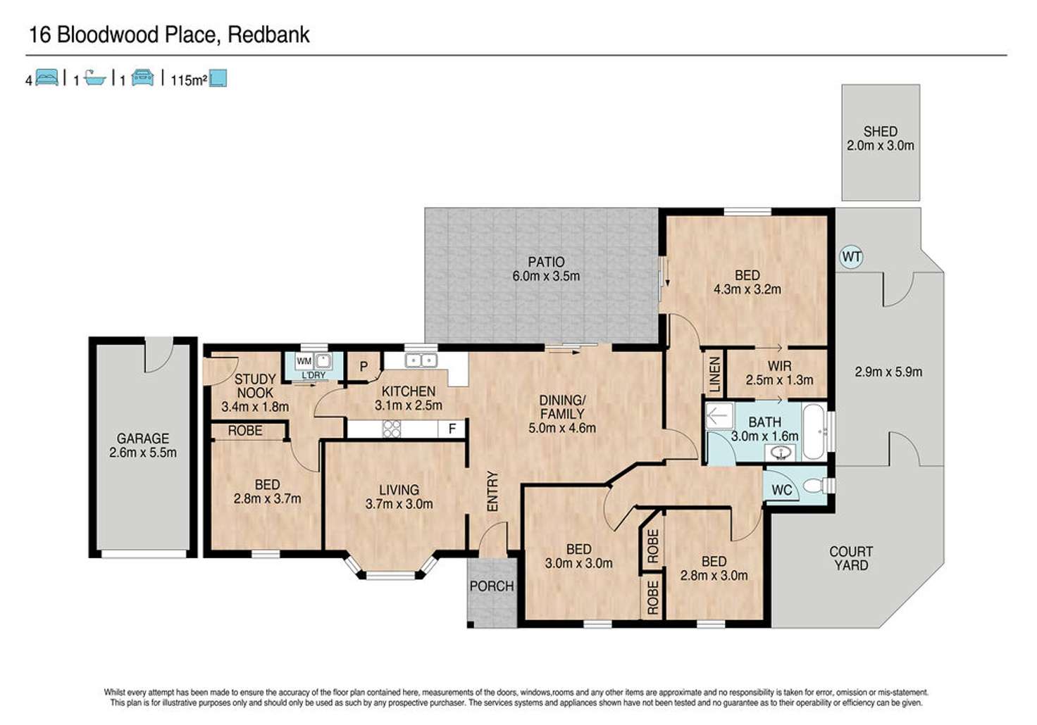 Floorplan of Homely house listing, 16 Bloodwood Place, Redbank QLD 4301