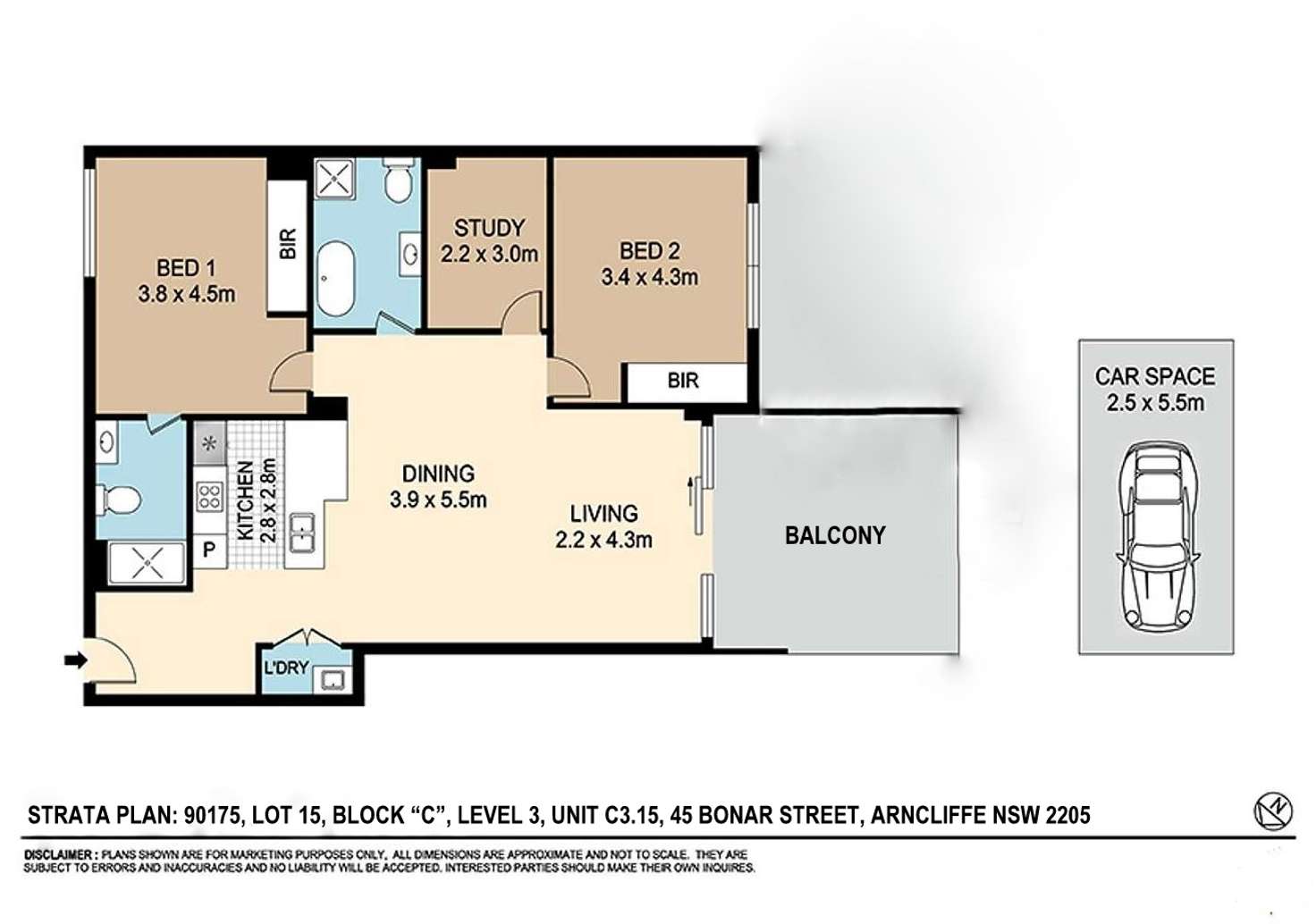 Floorplan of Homely apartment listing, C315/45 Bonar Street, Arncliffe NSW 2205