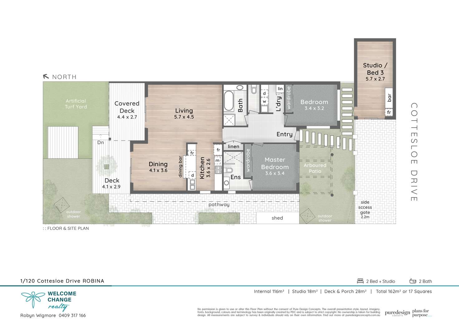 Floorplan of Homely semiDetached listing, 1/120 Cottesloe Drive, Robina QLD 4226