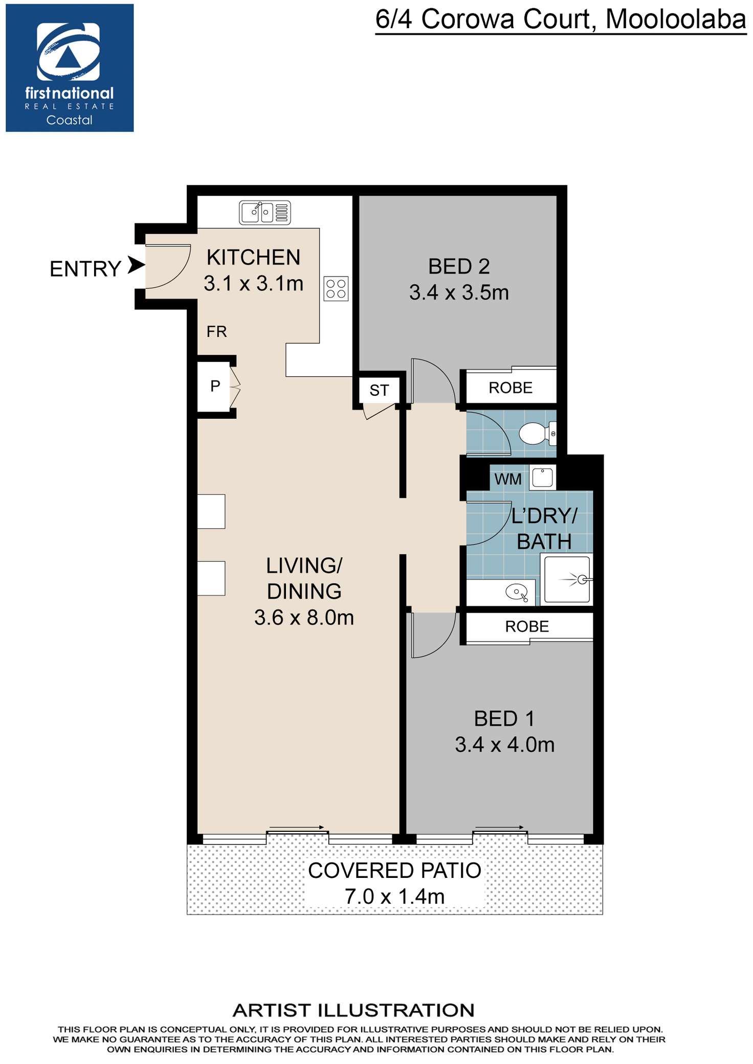 Floorplan of Homely unit listing, 6/4 Corowa Court, Mooloolaba QLD 4557