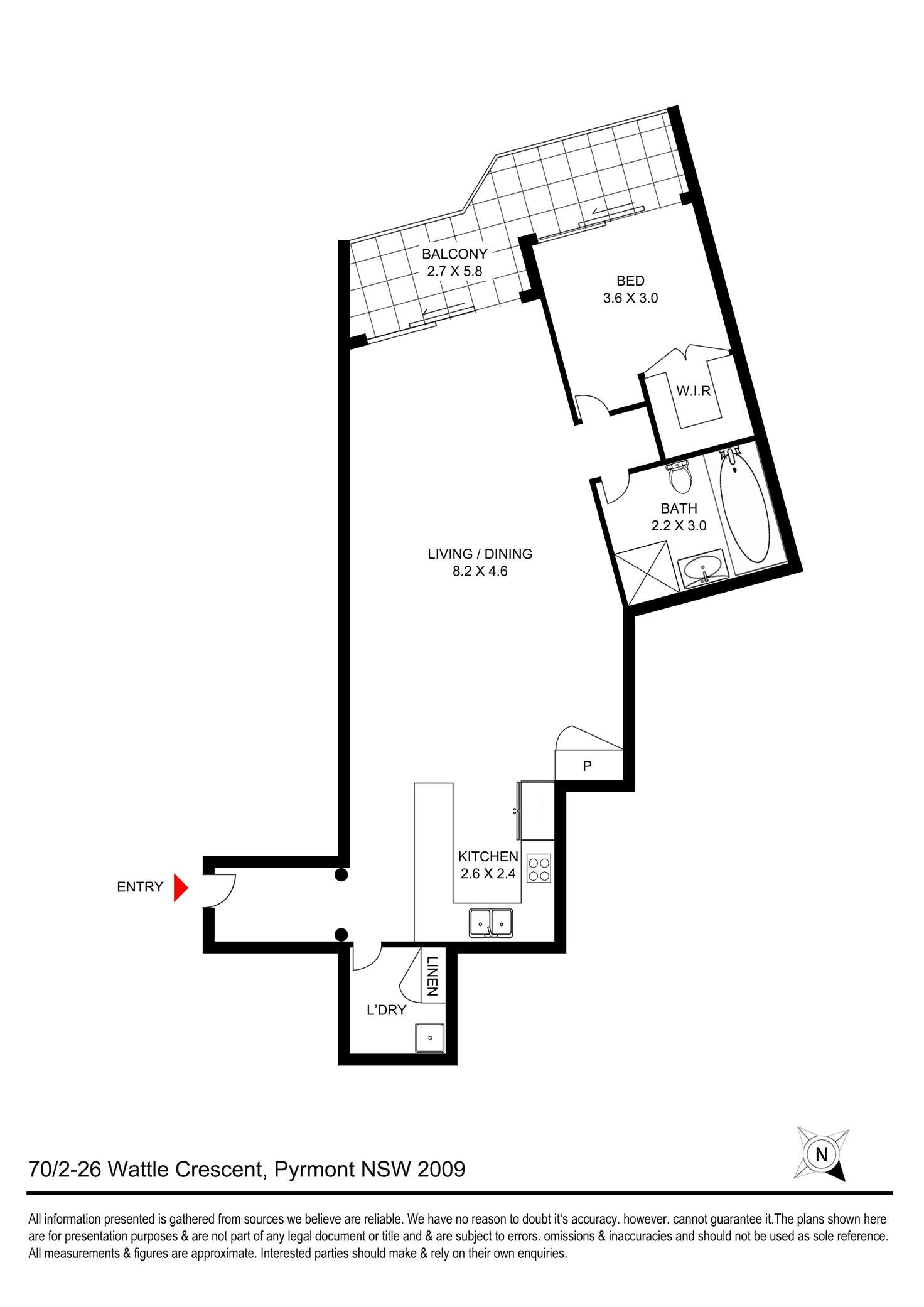 Floorplan of Homely apartment listing, 70/2-26 Wattle Crescent, Pyrmont NSW 2009