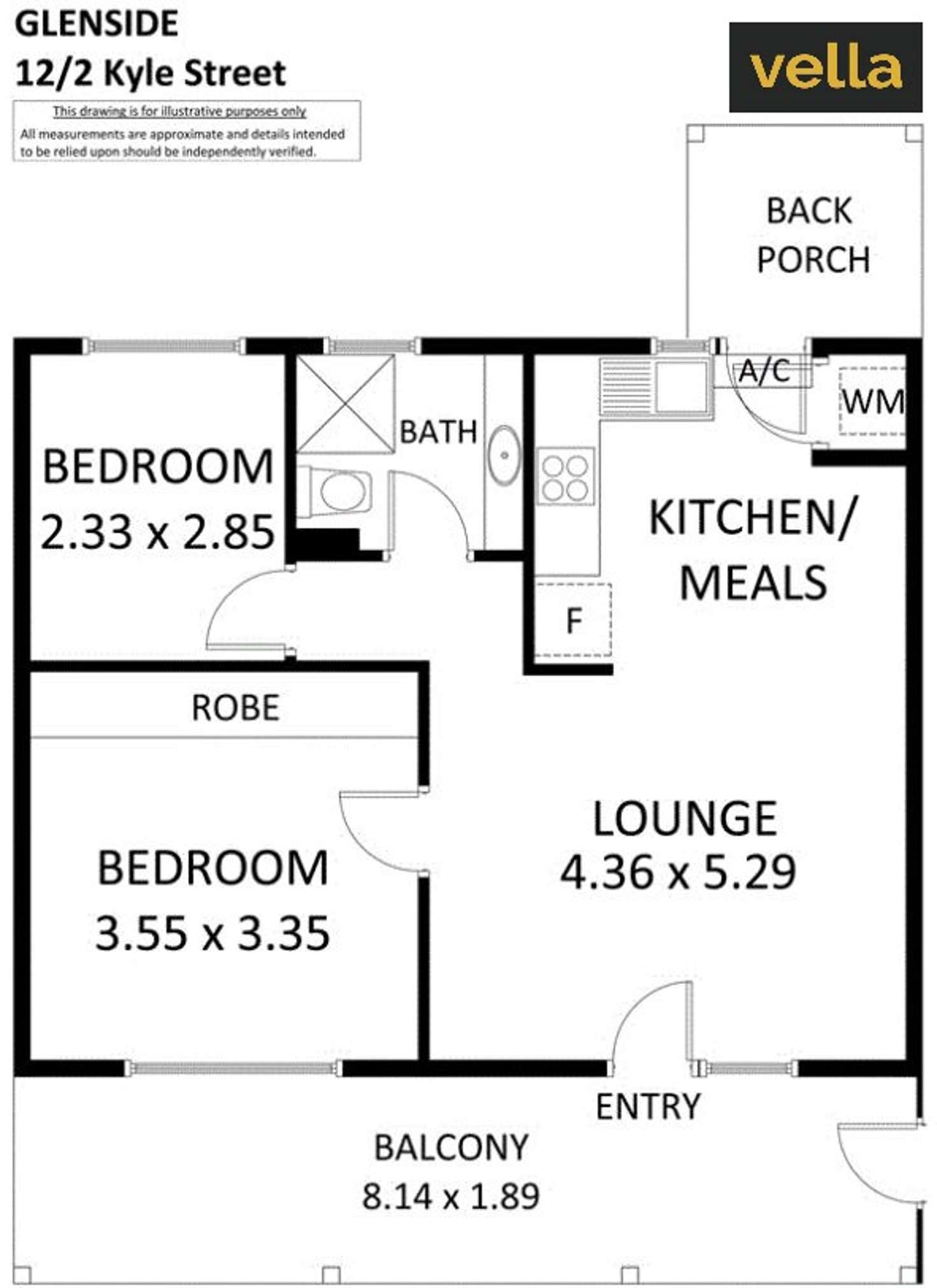 Floorplan of Homely unit listing, 12/2 Kyle Street, Glenside SA 5065