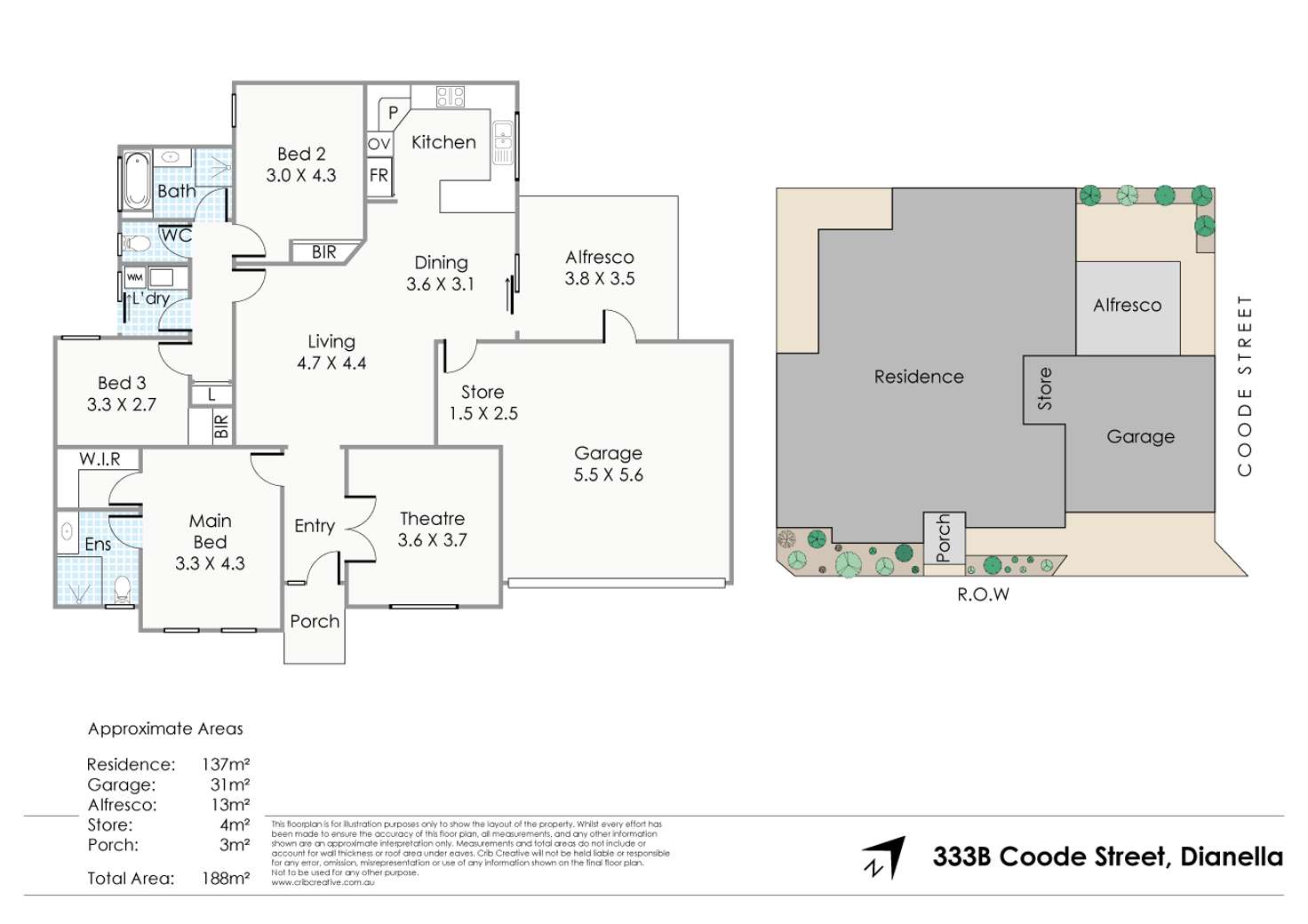 Floorplan of Homely semiDetached listing, 333B Coode Street, Dianella WA 6059