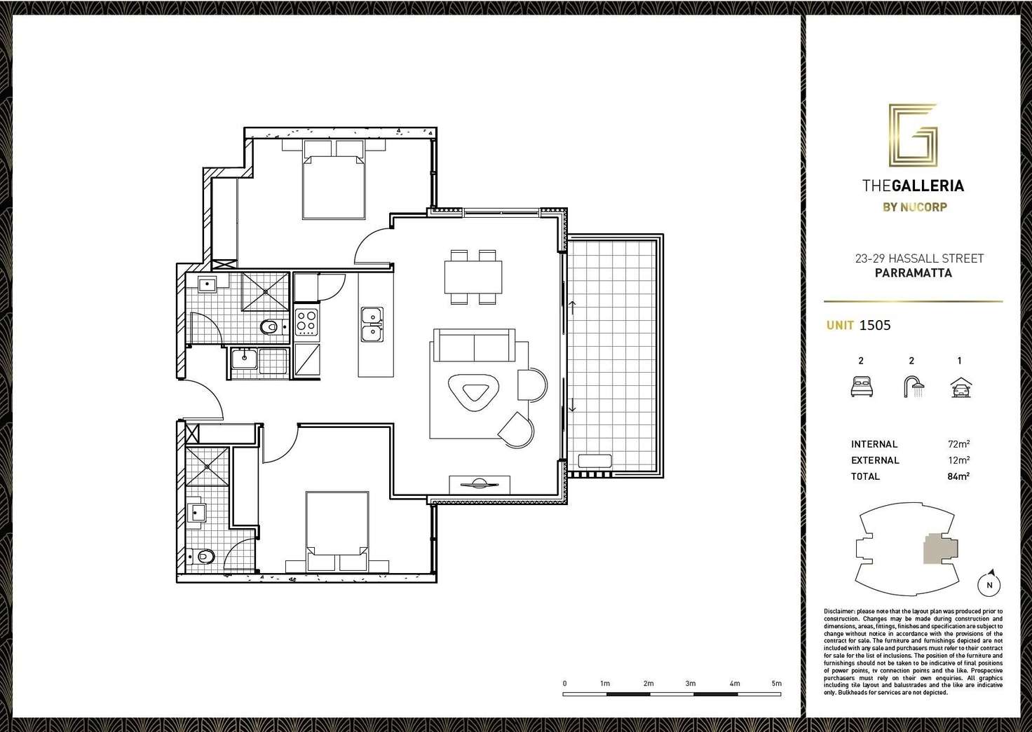 Floorplan of Homely apartment listing, 1505/23 Hassall Street, Parramatta NSW 2150