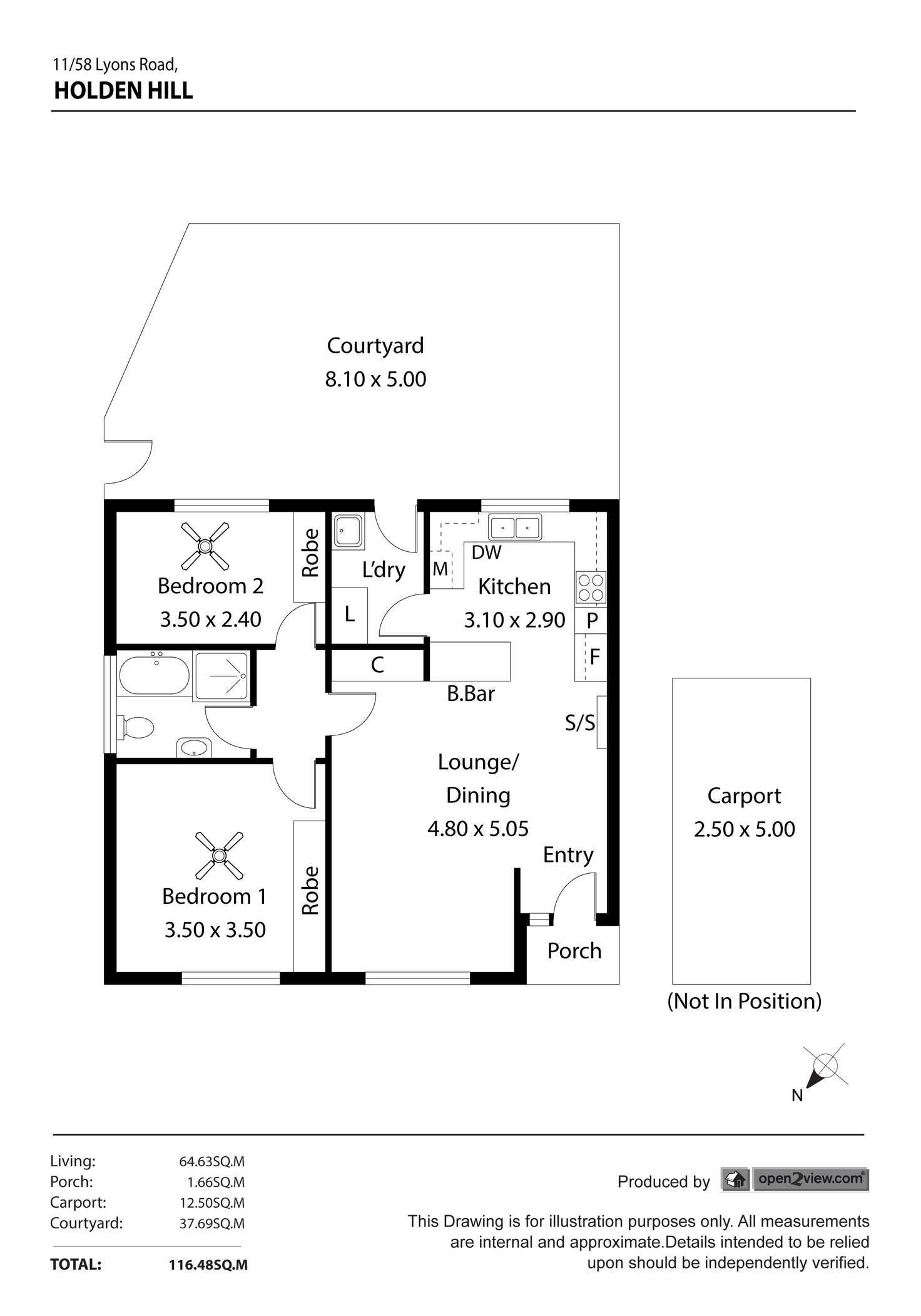 Floorplan of Homely unit listing, 11/58 Lyons Road, Holden Hill SA 5088