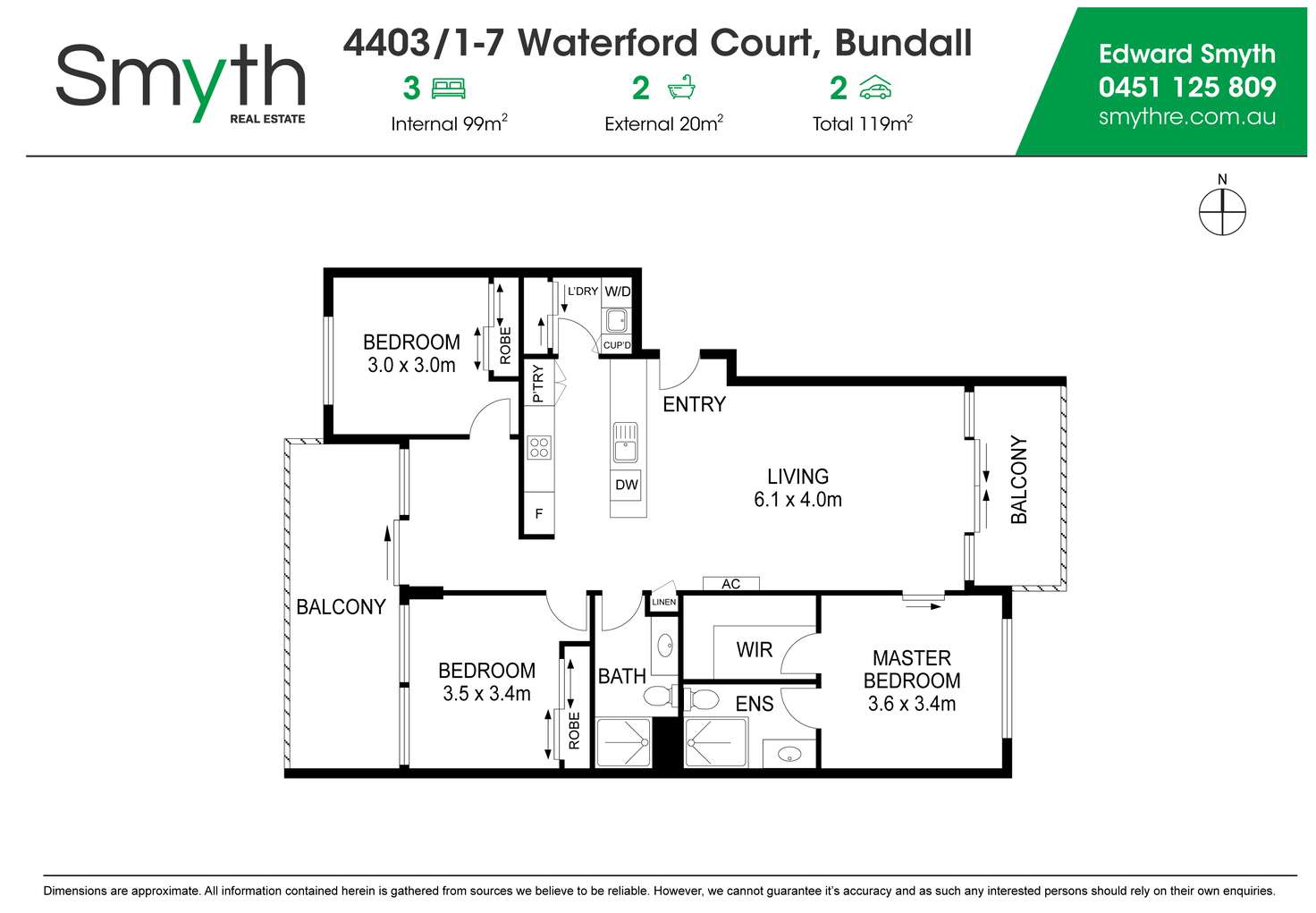 Floorplan of Homely apartment listing, 4403/1 Waterford Court, Bundall QLD 4217