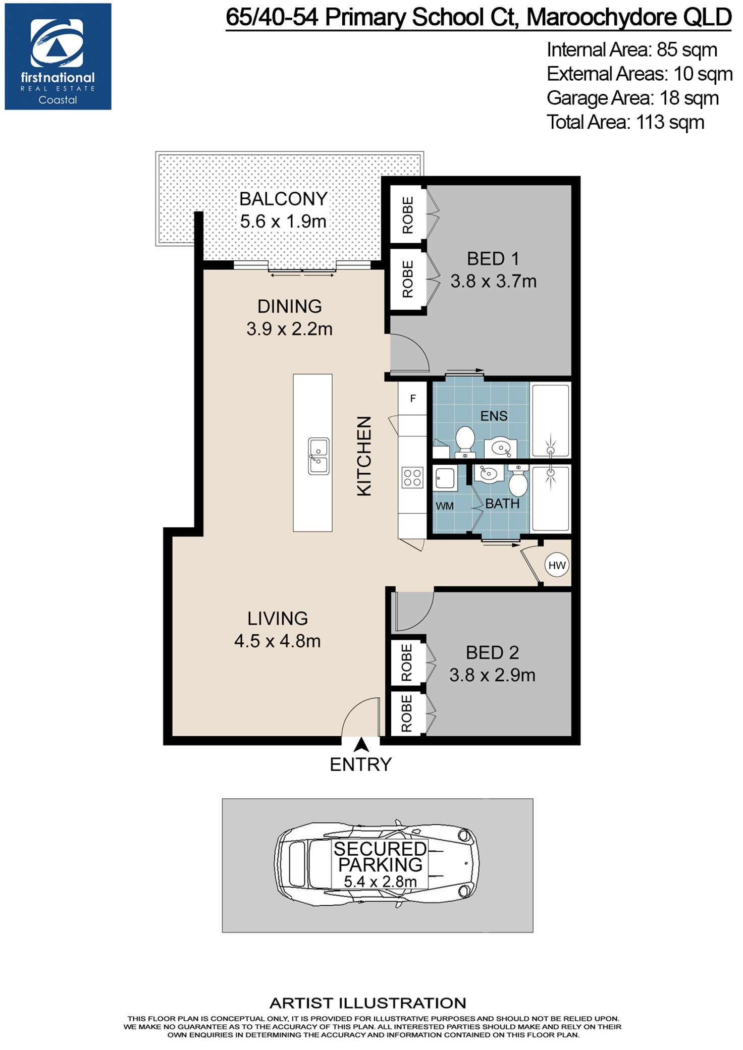 Floorplan of Homely unit listing, 65/40-54 Primary School Court, Maroochydore QLD 4558