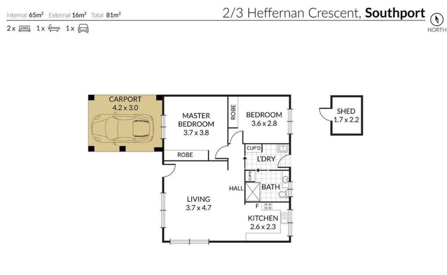 Floorplan of Homely semiDetached listing, 2/3 Heffernan Crescent, Southport QLD 4215