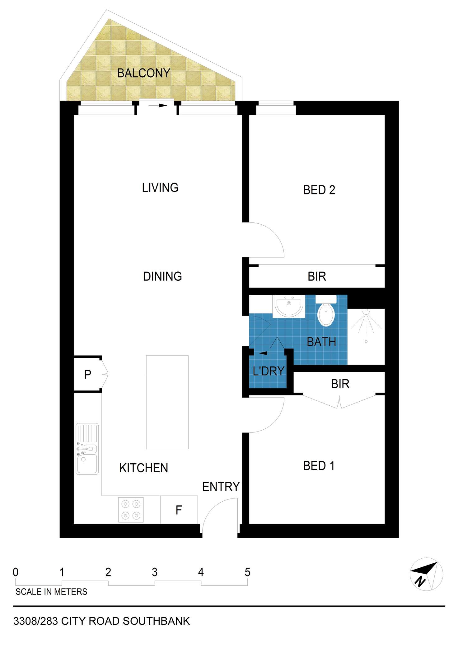 Floorplan of Homely apartment listing, 3308/283 City Road, Southbank VIC 3006