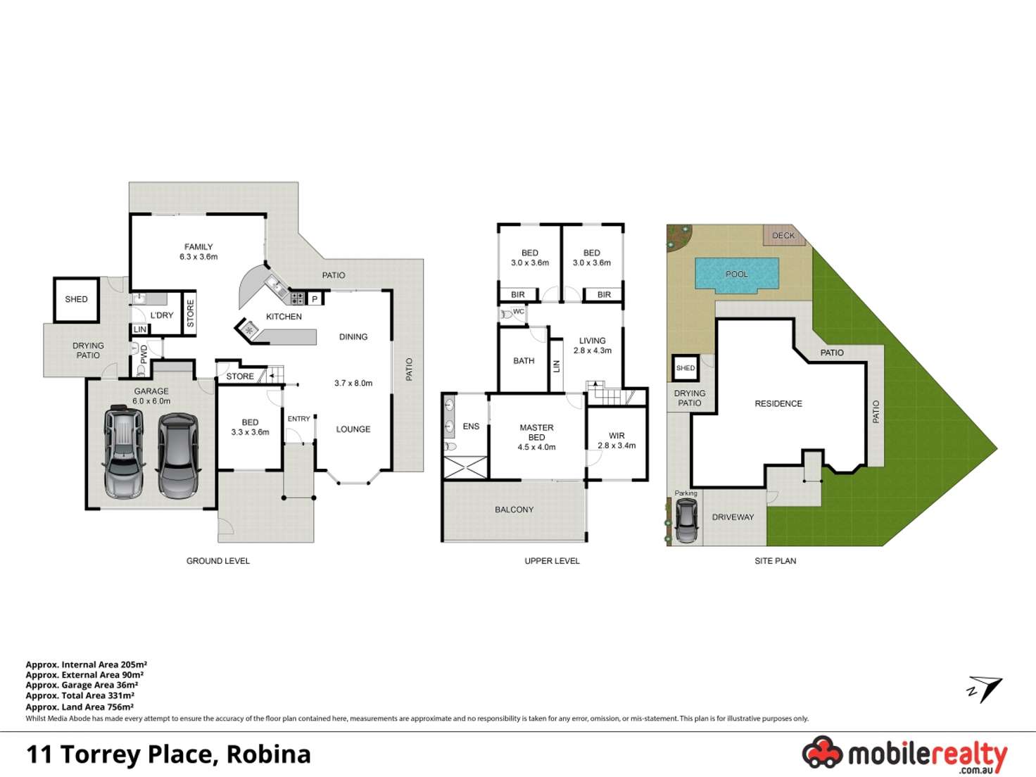 Floorplan of Homely house listing, 11 Torrey Place, Robina QLD 4226