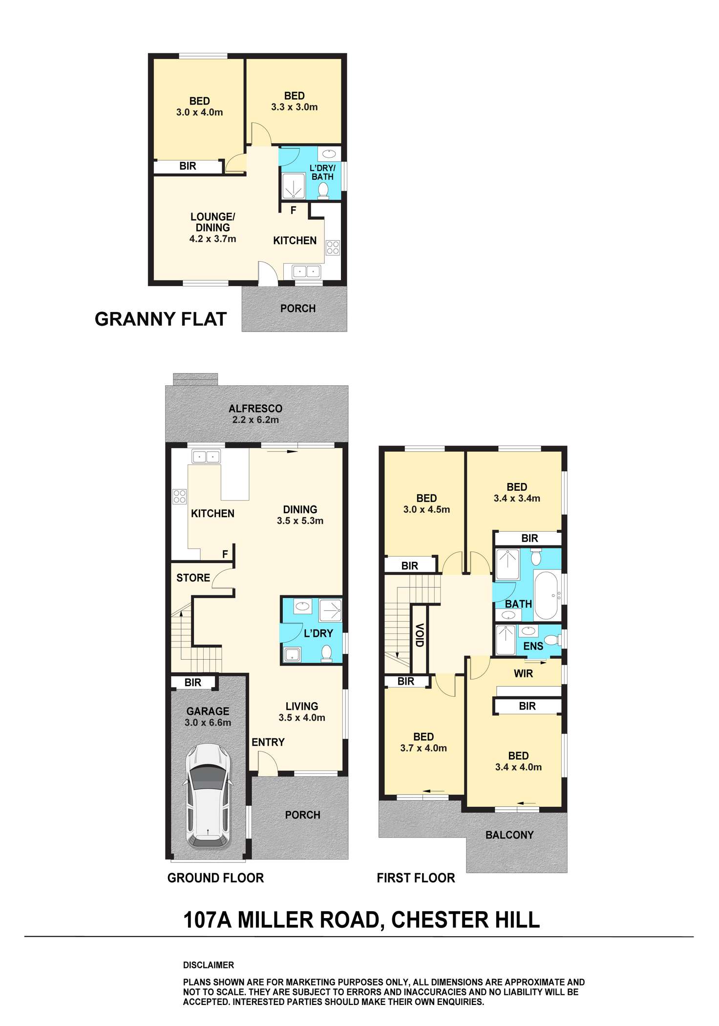 Floorplan of Homely semiDetached listing, 107A Miller Road, Chester Hill NSW 2162