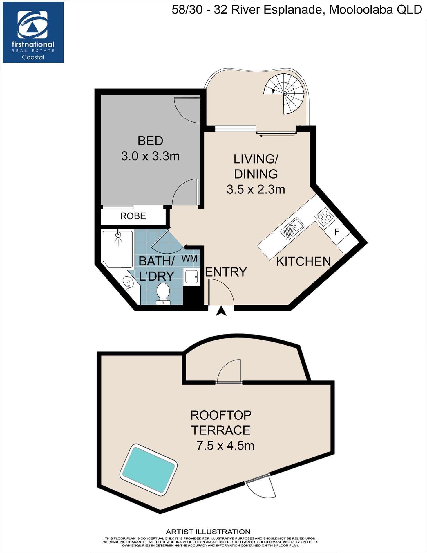 Floorplan of Homely unit listing, 58/32 River Esplanade, Mooloolaba QLD 4557