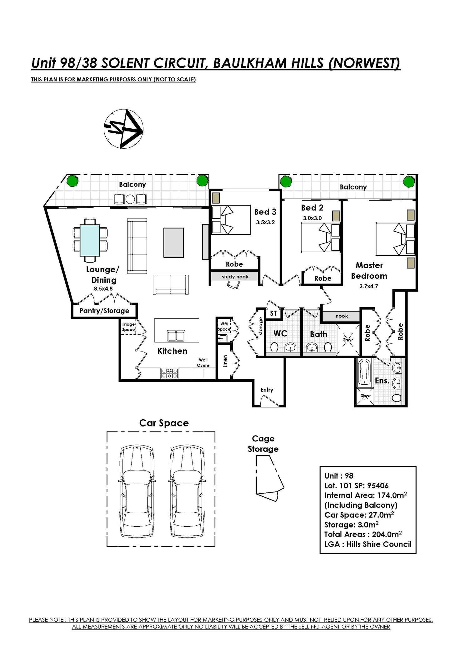 Floorplan of Homely apartment listing, 98/38 Solent Circuit, Norwest NSW 2153