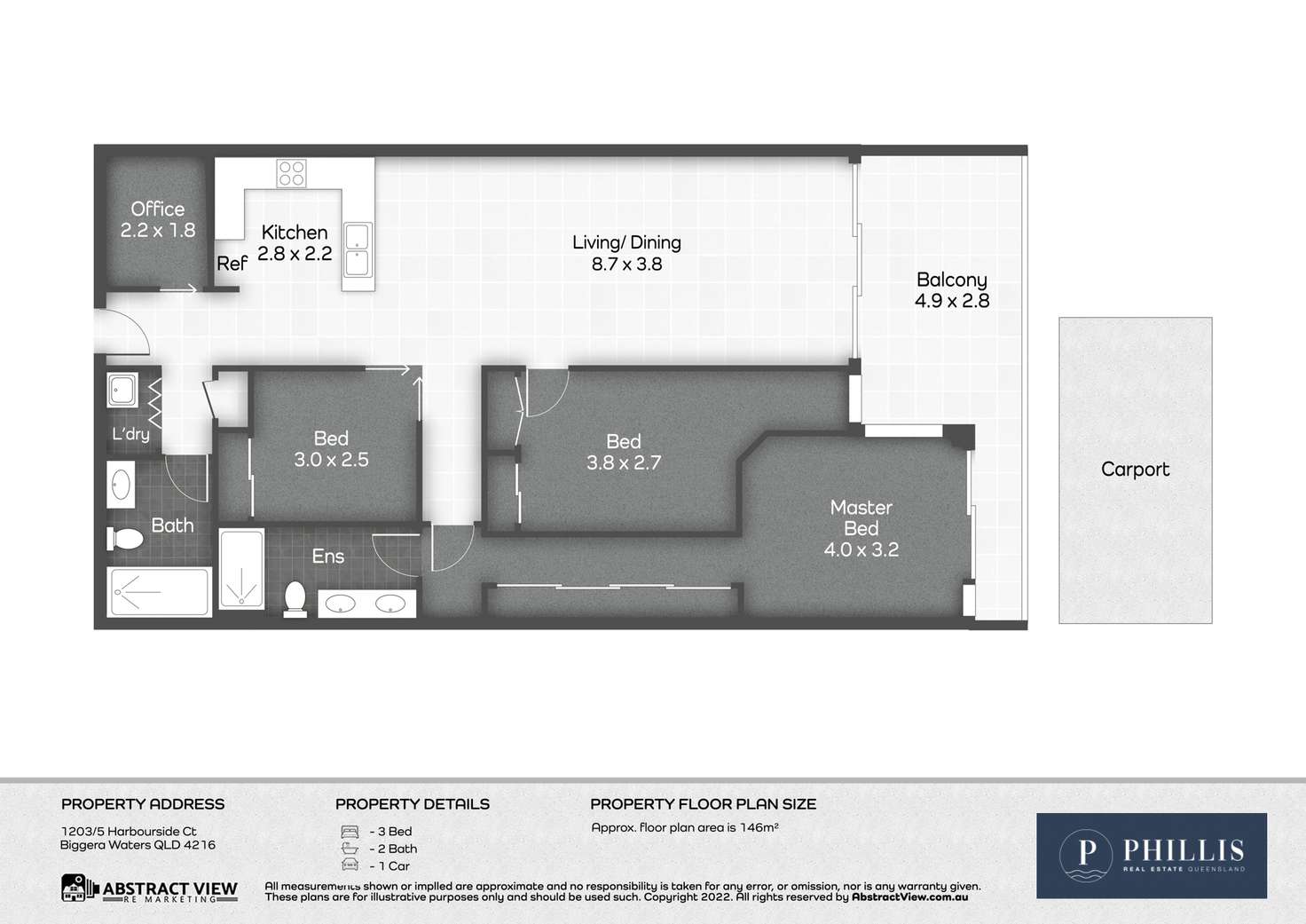 Floorplan of Homely unit listing, 1203/5 Harbourside Court, Biggera Waters QLD 4216