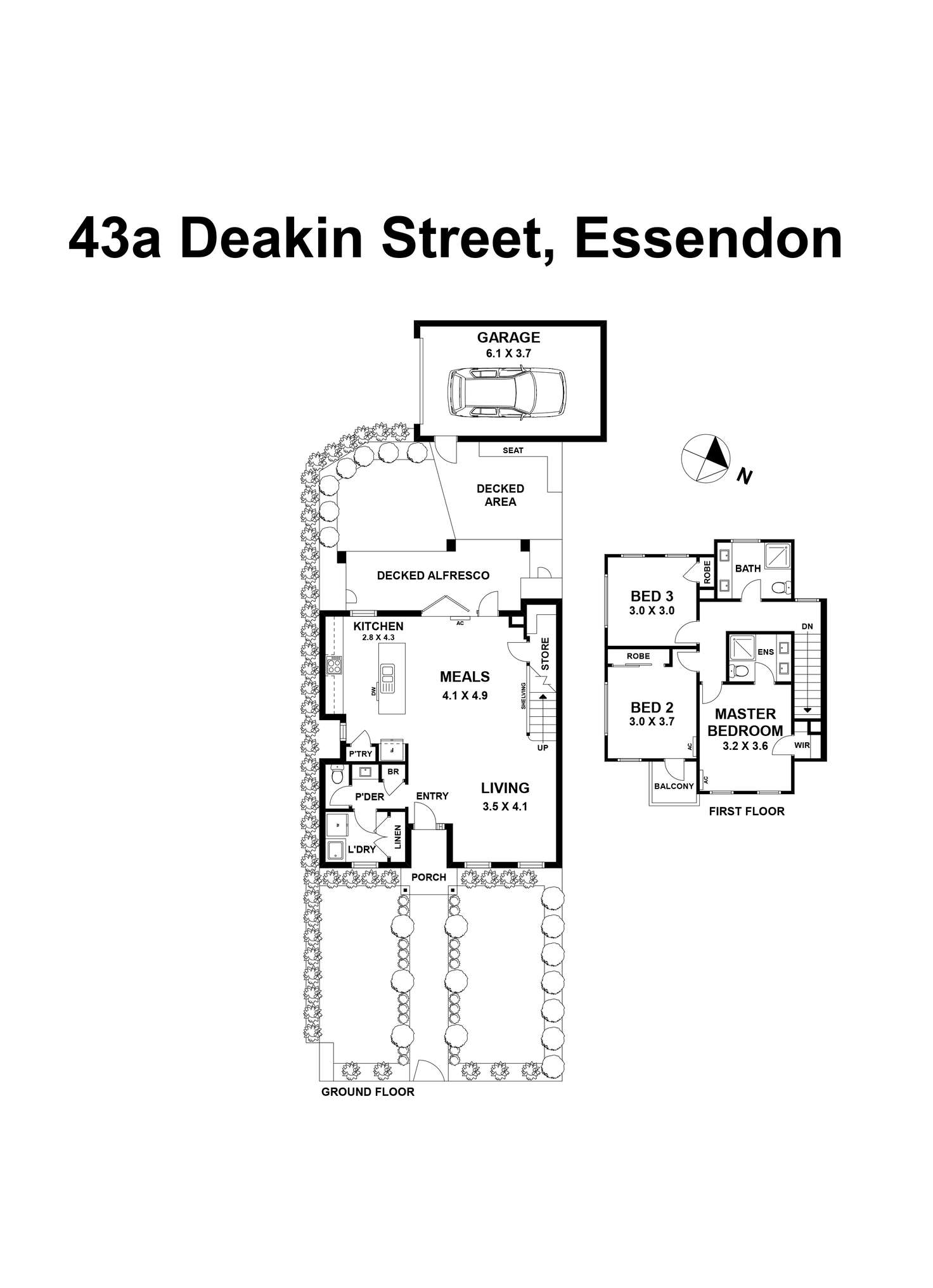 Floorplan of Homely townhouse listing, 43A Deakin Street, Essendon VIC 3040