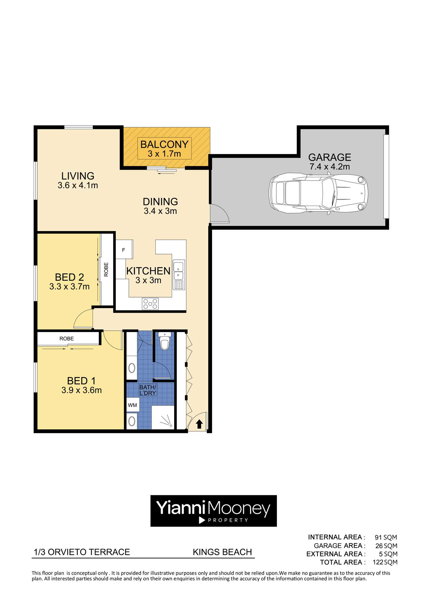 Floorplan of Homely apartment listing, 1/3 Orvieto Terrace, Kings Beach QLD 4551