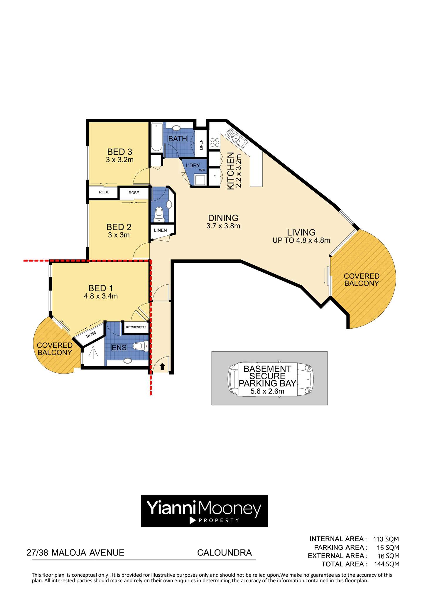 Floorplan of Homely apartment listing, 27/38 Maloja Avenue, Caloundra QLD 4551