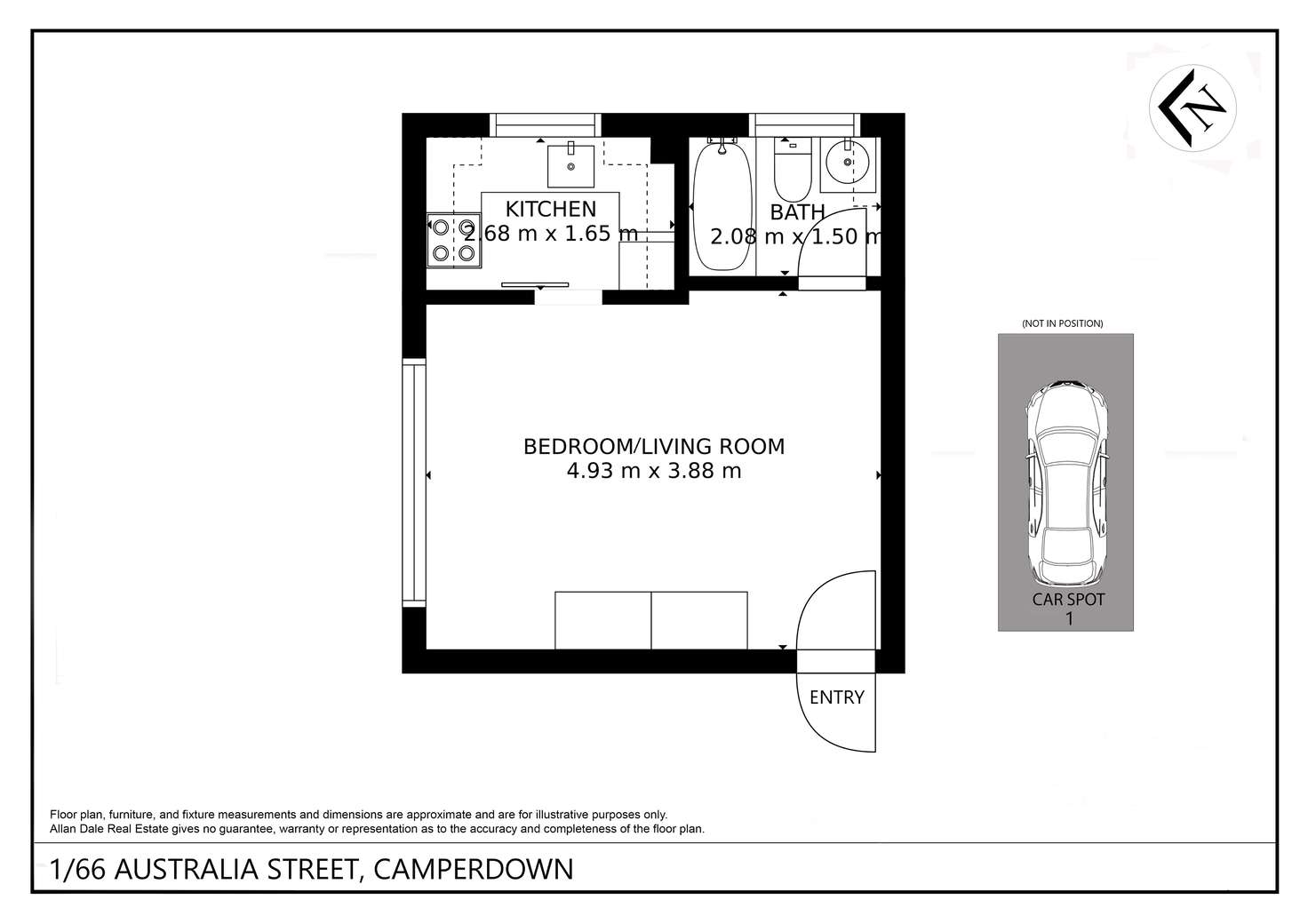 Floorplan of Homely studio listing, 1/66 Australia Street, Camperdown NSW 2050