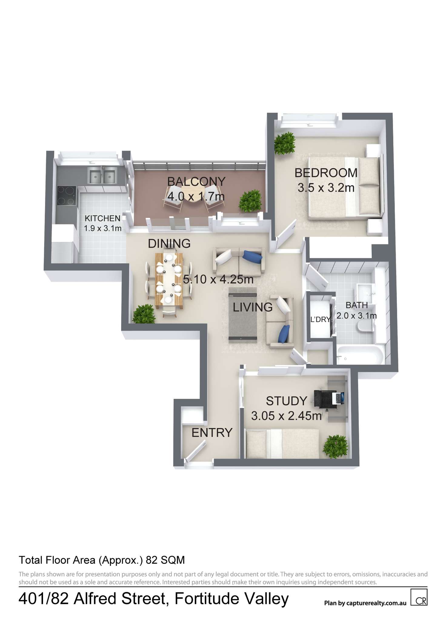 Floorplan of Homely unit listing, 401/82 ALFRED STREET, Fortitude Valley QLD 4006