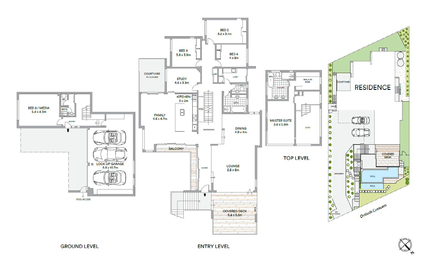 Floorplan of Homely house listing, 46 Outlook Crescent, Bardon QLD 4065