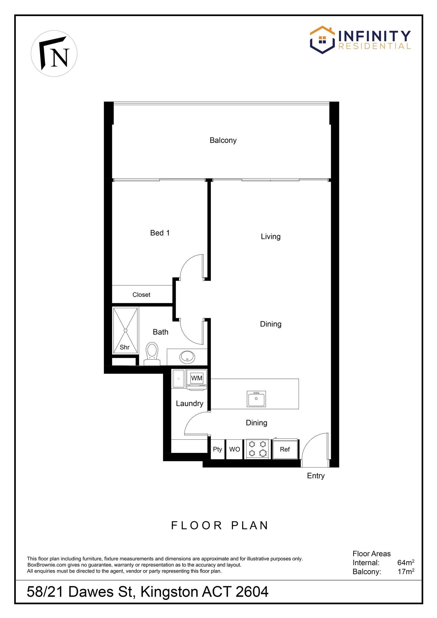 Floorplan of Homely apartment listing, 58/21 Dawes Street, Kingston ACT 2604