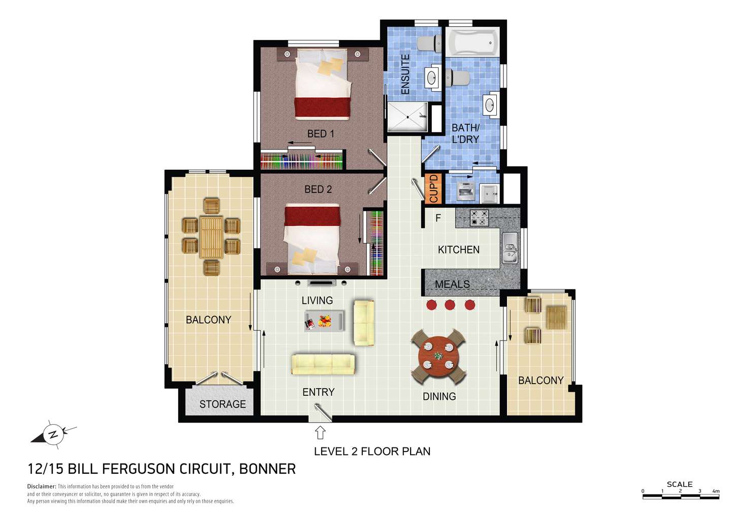 Floorplan of Homely apartment listing, 12/15 Bill Ferguson Circuit, Bonner ACT 2914