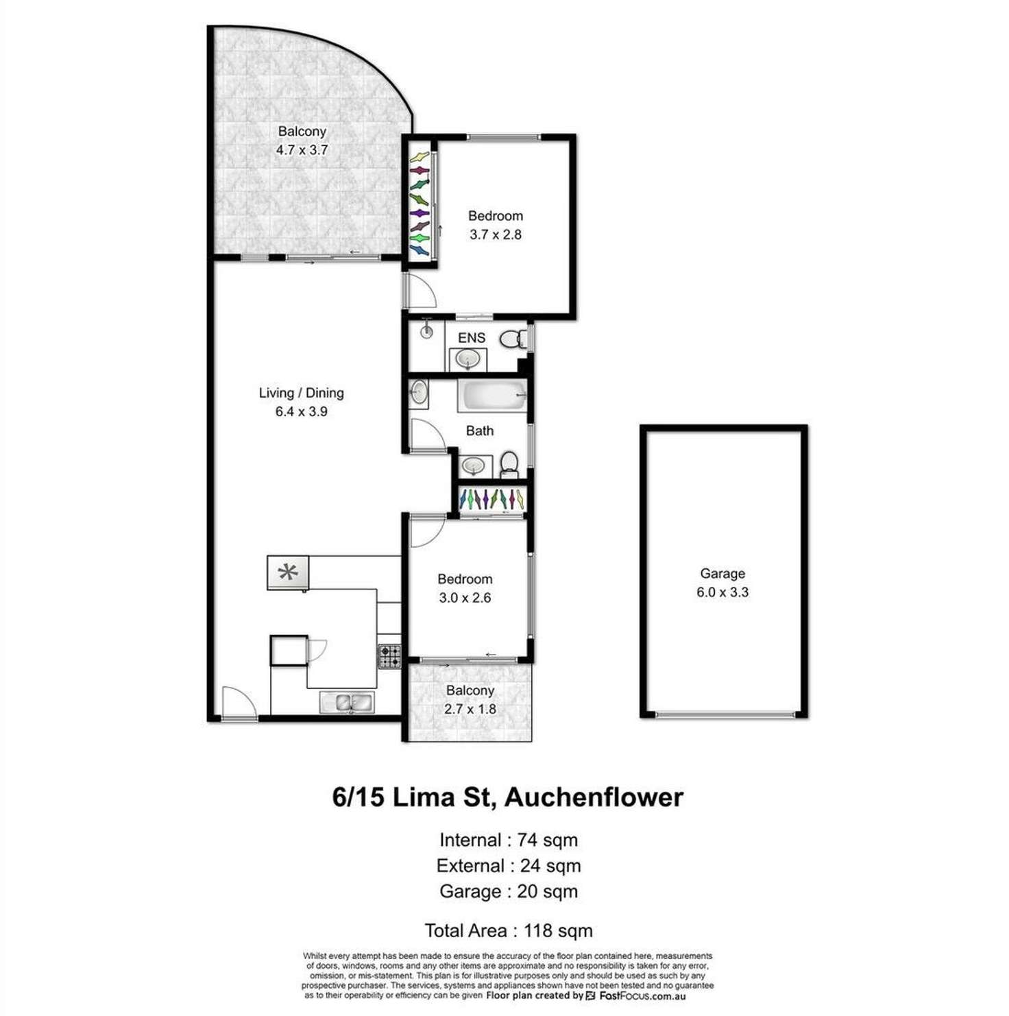 Floorplan of Homely apartment listing, 6/15 Lima Street, Auchenflower QLD 4066