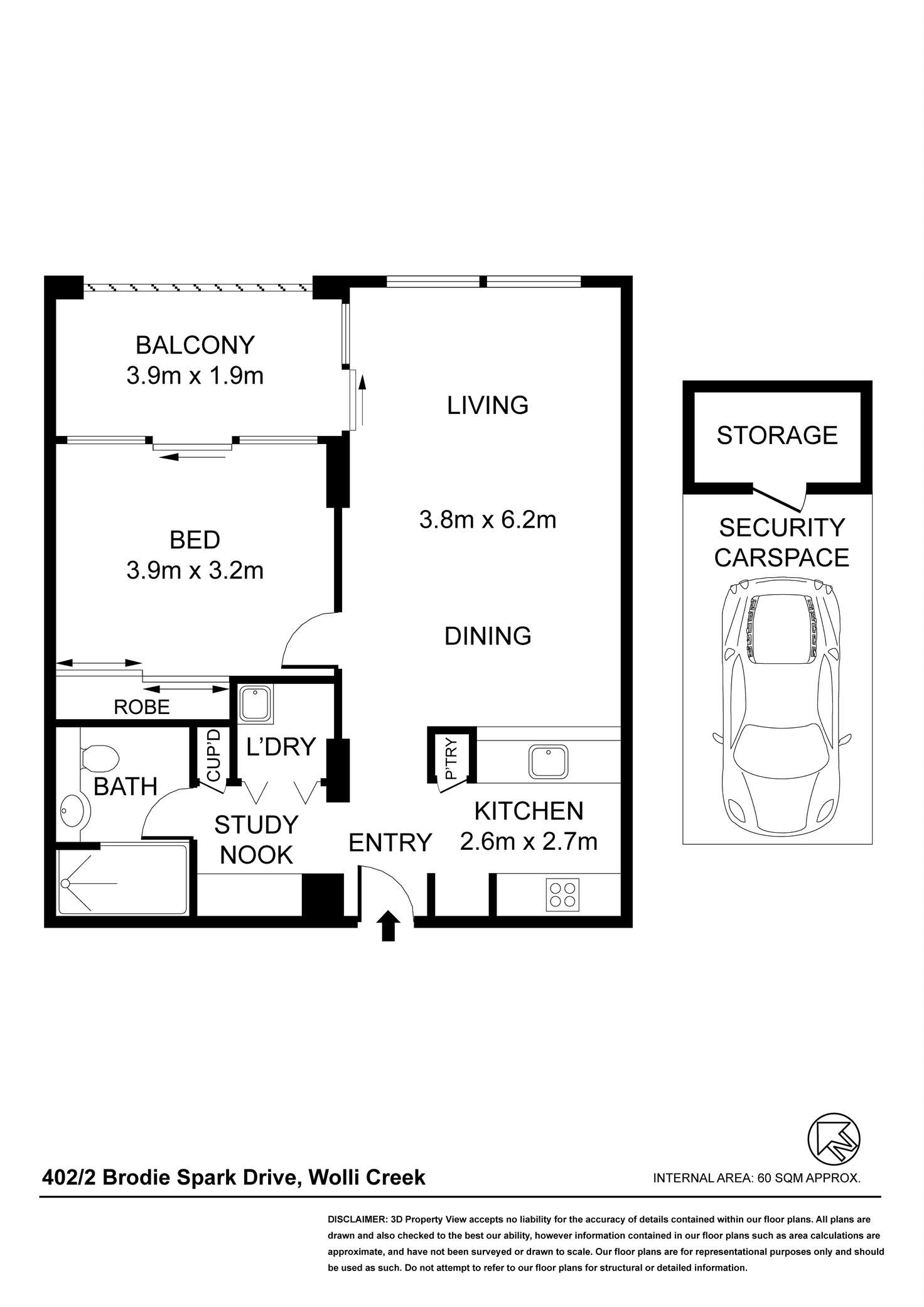 Floorplan of Homely apartment listing, 402/2 Brodie Spark Dr, Wolli Creek NSW 2205
