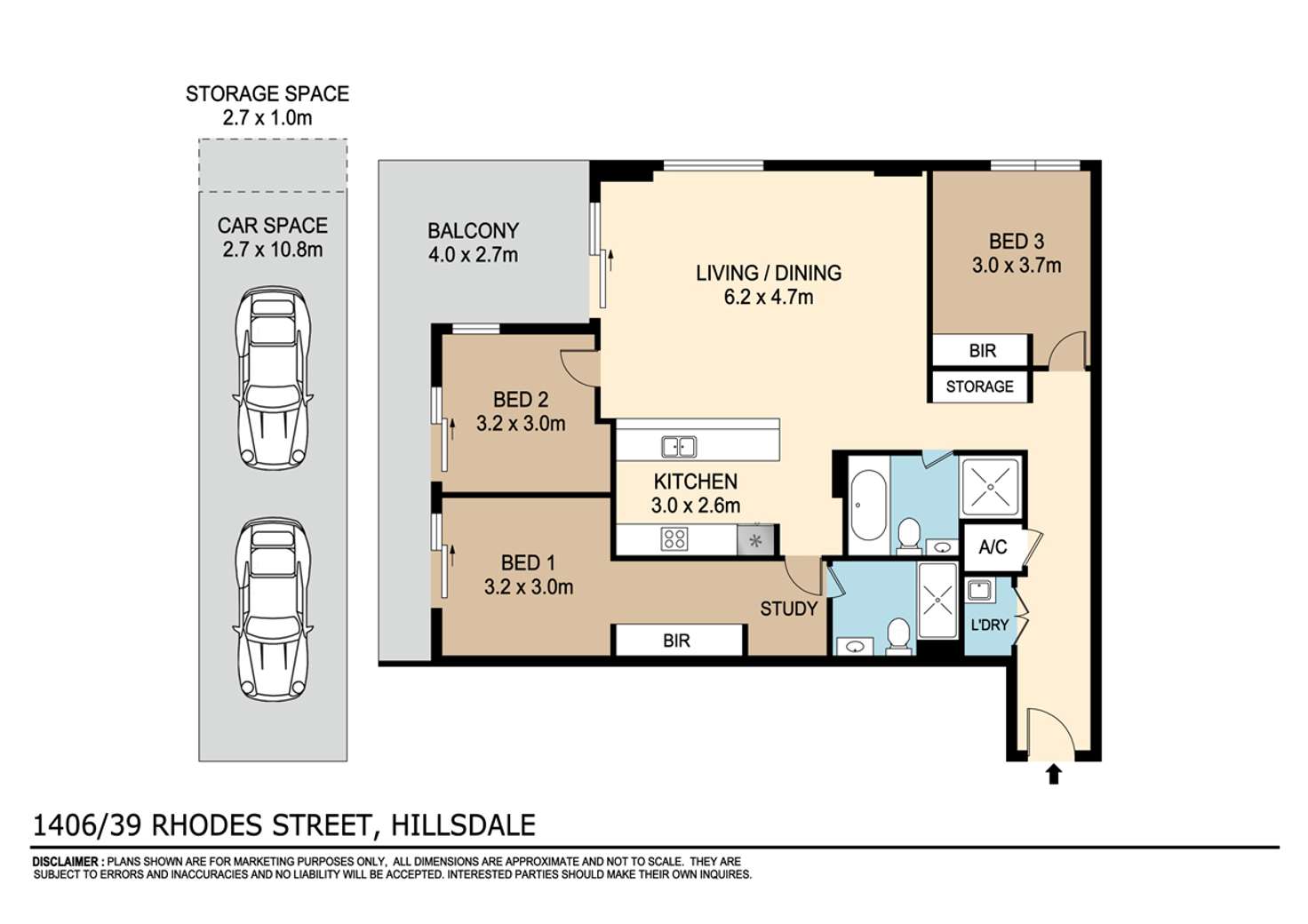 Floorplan of Homely apartment listing, 1406/39 Rhodes St, Hillsdale NSW 2036