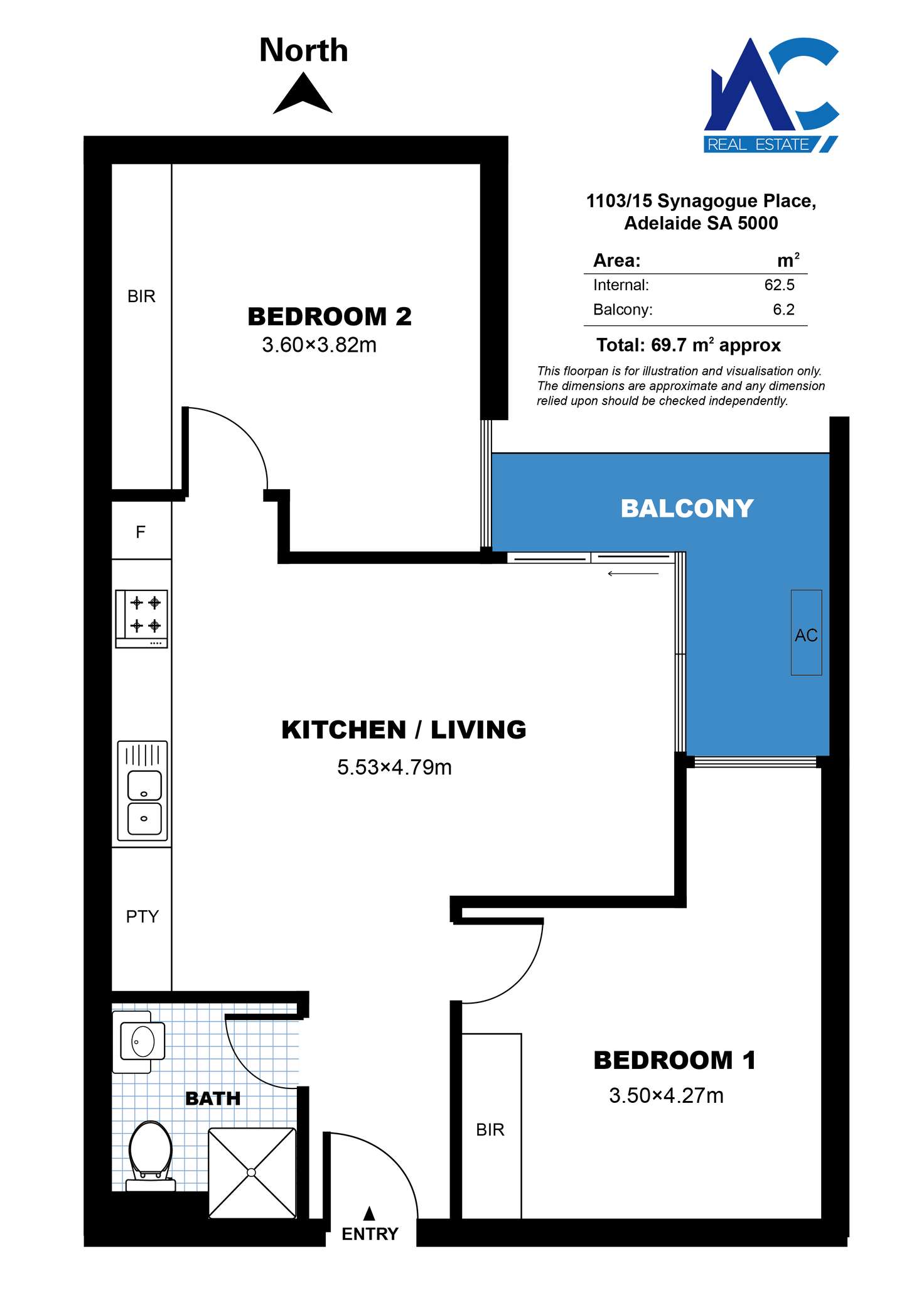 Floorplan of Homely apartment listing, 1103/15 Synagogue Place, Adelaide SA 5000