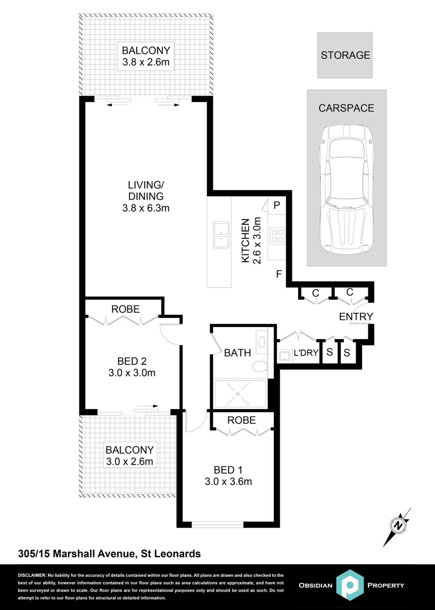 Floorplan of Homely apartment listing, 305/15 Marshall Avenue, St Leonards NSW 2065