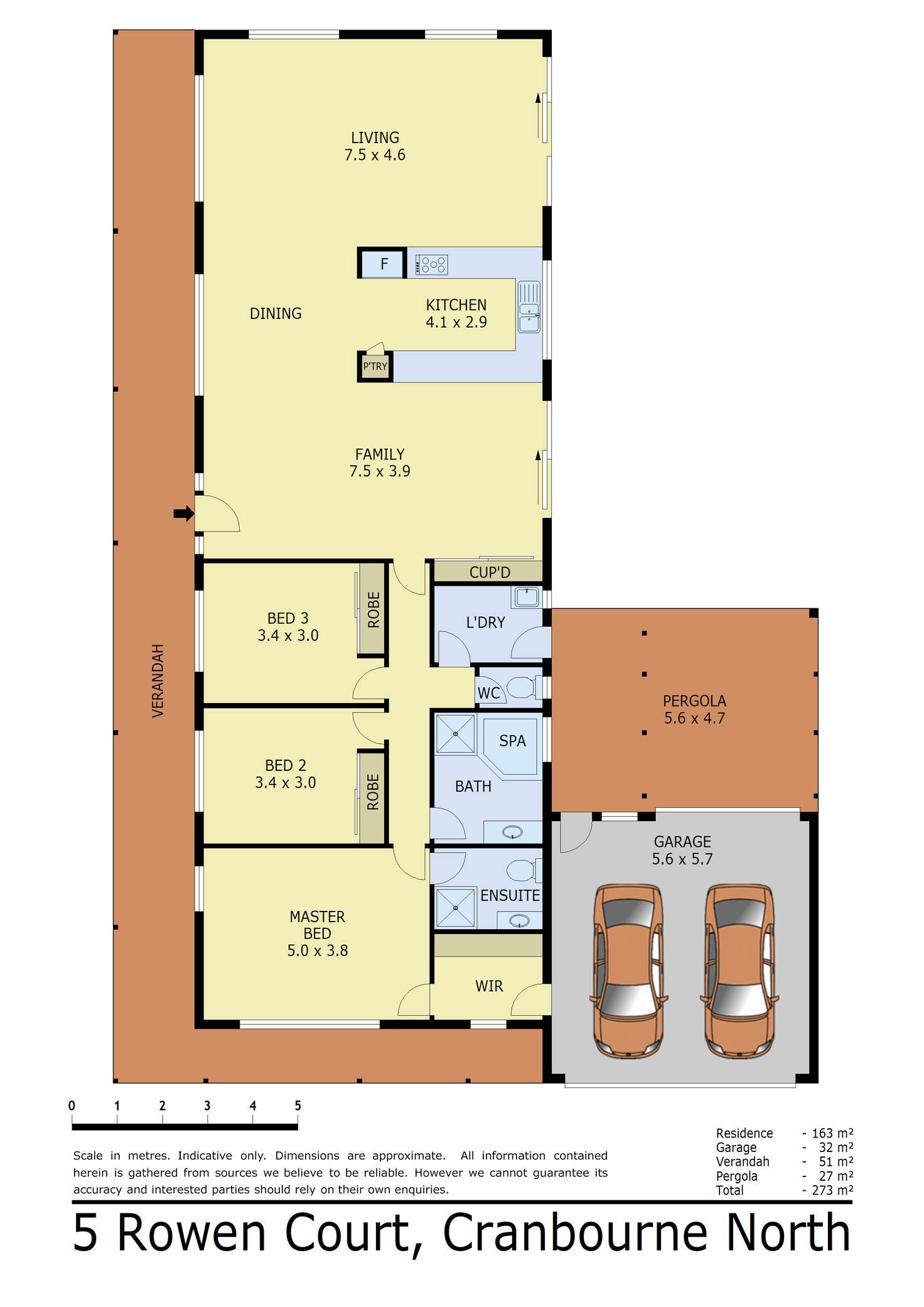 Floorplan of Homely house listing, 5 Rowen Court, Cranbourne North VIC 3977
