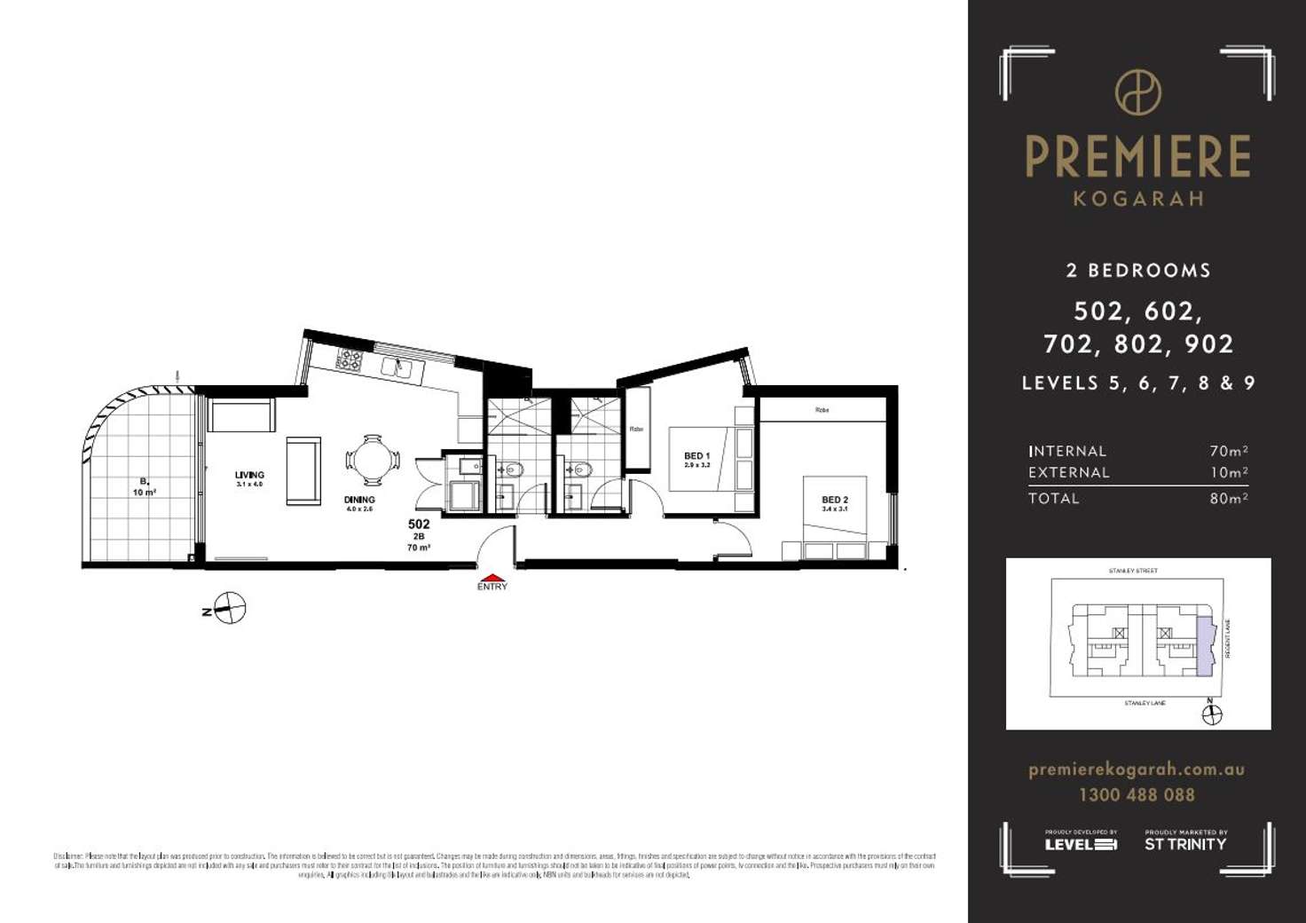 Floorplan of Homely apartment listing, 902/6 Stanley Street, Kogarah NSW 2217
