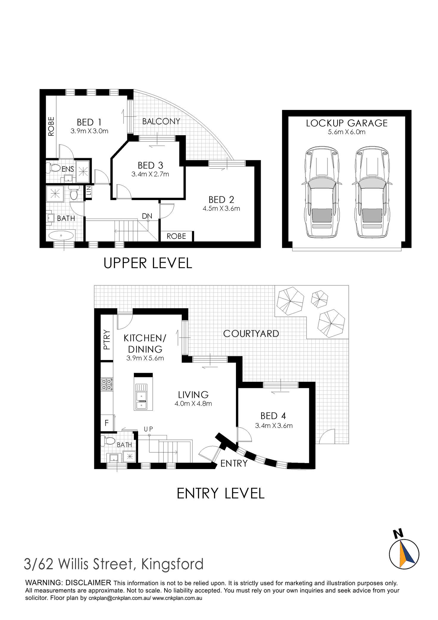 Floorplan of Homely townhouse listing, 3/62 Willis Street, Kingsford NSW 2032