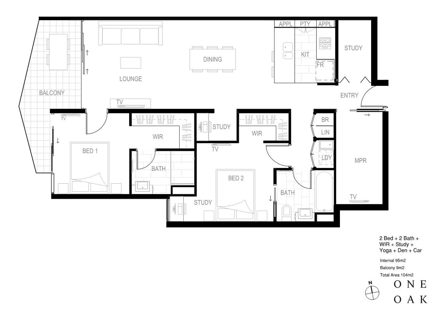 Floorplan of Homely apartment listing, 907/60 Doggett Street, Newstead QLD 4006