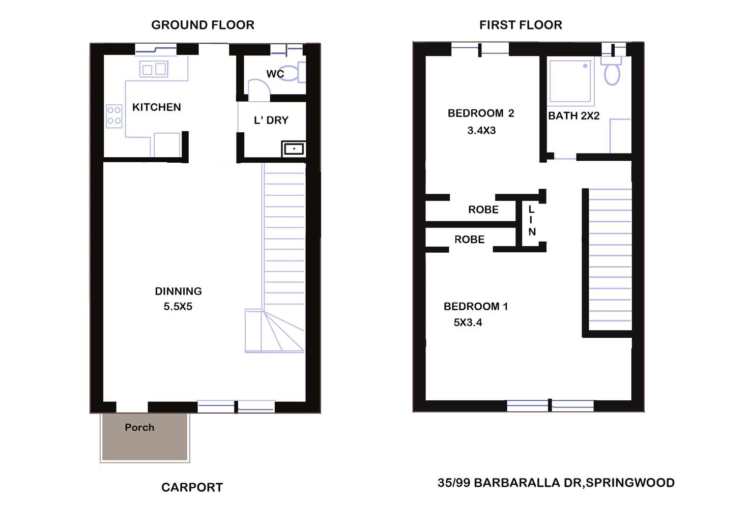 Floorplan of Homely townhouse listing, 35/99 Barbaralla Drive, Springwood QLD 4127