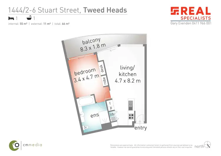 Floorplan of Homely unit listing, 1444/6-8 Stuart Street, Tweed Heads NSW 2485