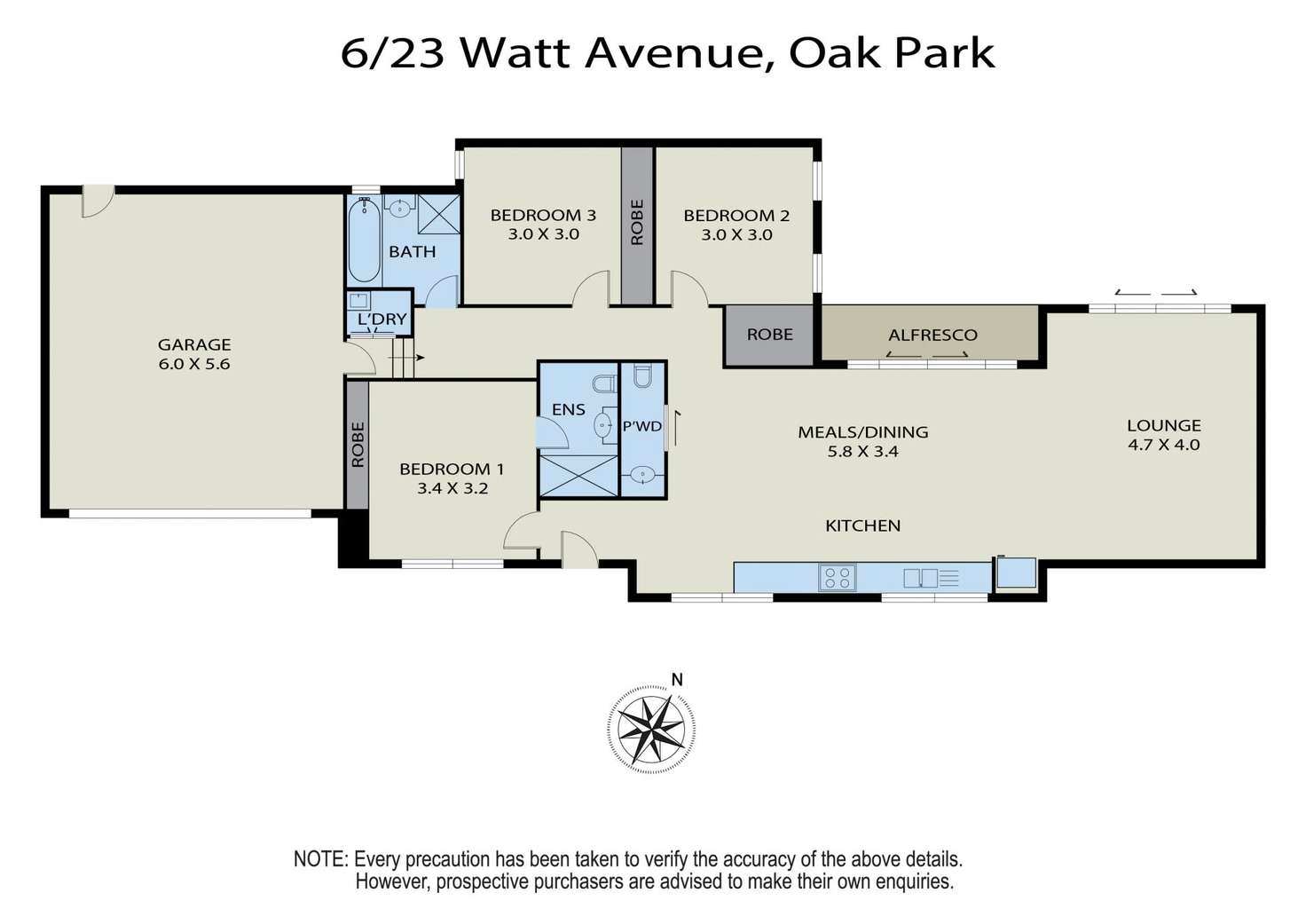 Floorplan of Homely unit listing, 6/23 Watt Avenue, Oak Park VIC 3046