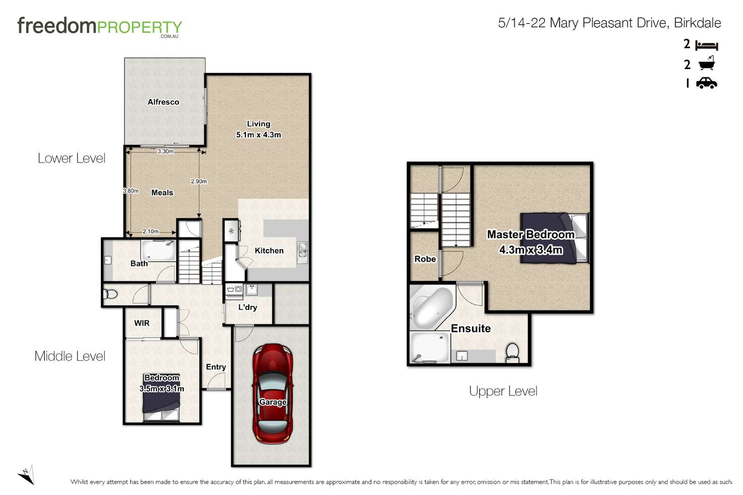 Floorplan of Homely townhouse listing, 5/14-22 Mary Pleasant Drive, Birkdale QLD 4159