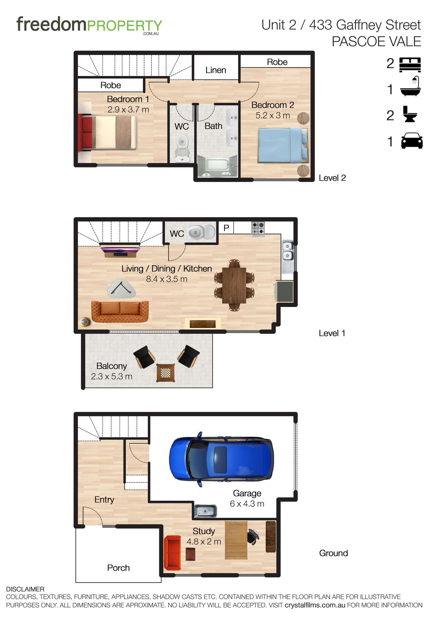 Floorplan of Homely townhouse listing, 2/433 Gaffney Street, Pascoe Vale VIC 3044