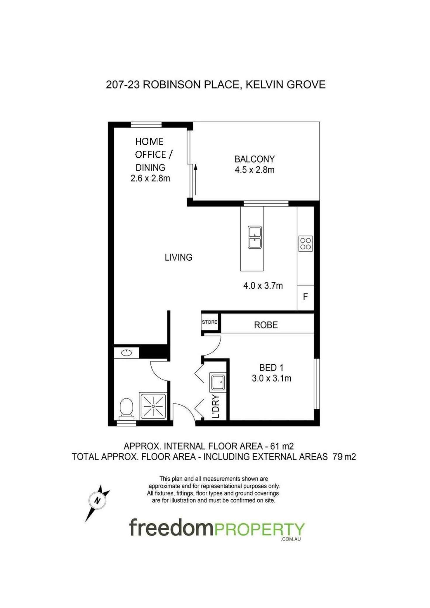 Floorplan of Homely apartment listing, 207/23 Robinson Place, Kelvin Grove QLD 4059