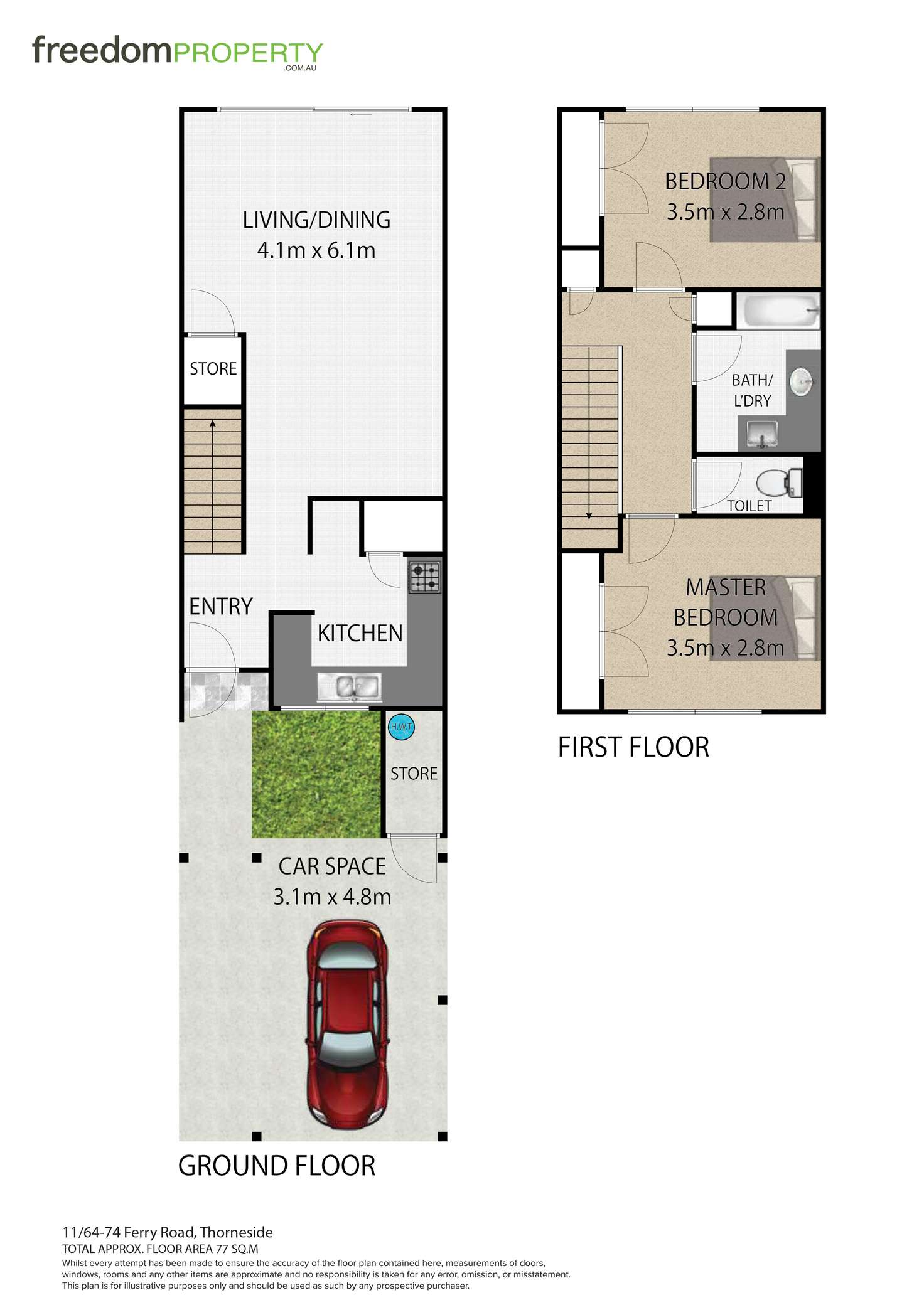 Floorplan of Homely townhouse listing, 11/64-74 Ferry Road, Thorneside QLD 4158